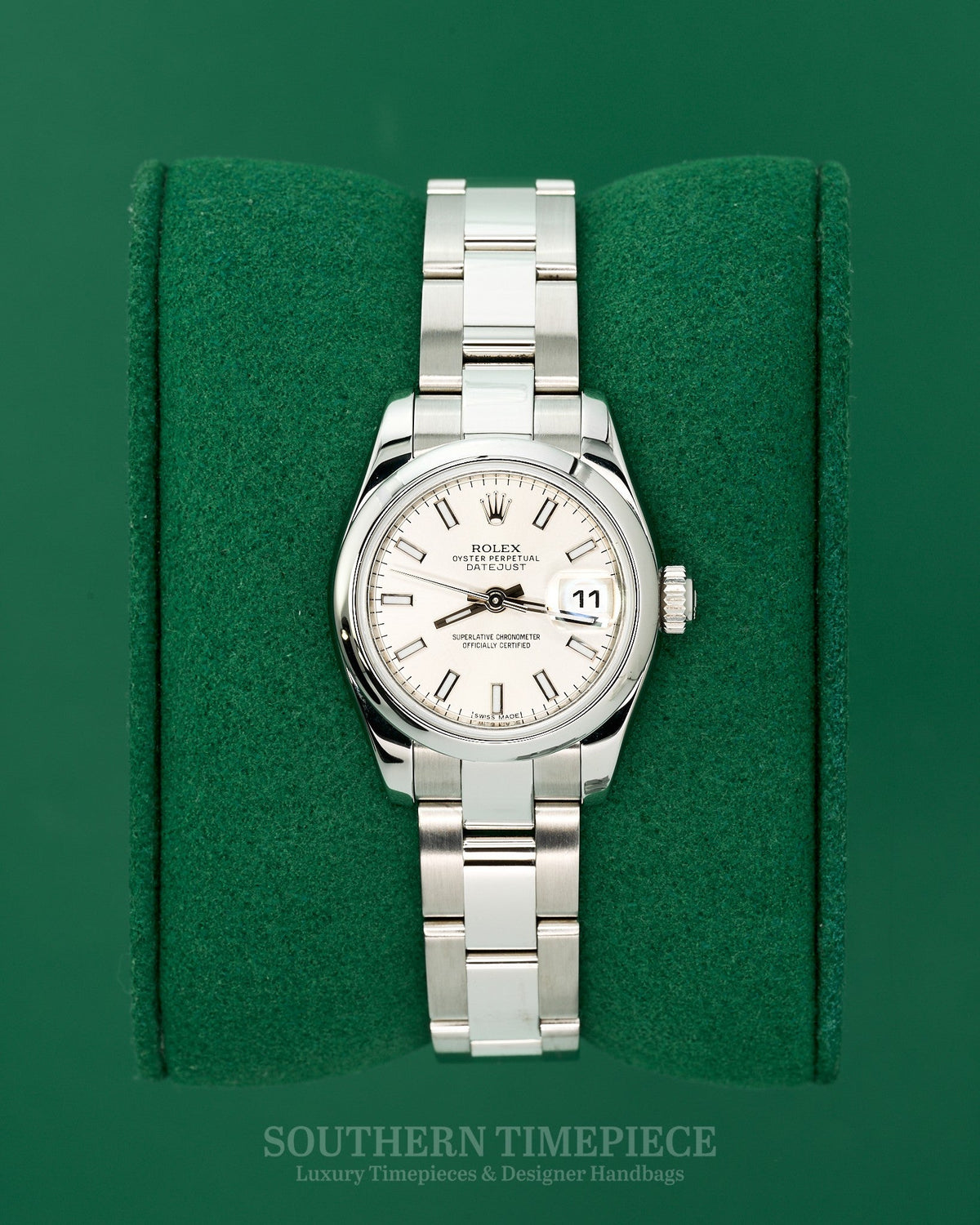 26mm Rolex Datejust with Silver Stick Dial in Stainless Steel on Oyster (Ref: 179160)(Year: 2016)(Box & Papers)