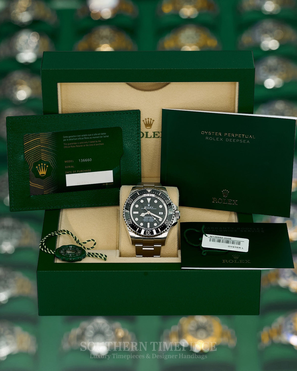 44mm Rolex Deepsea Sea-Dweller in Stainless Steel with Black Dial and Bezel (Ref: 136660)(Year: 2025)(Box & Papers)