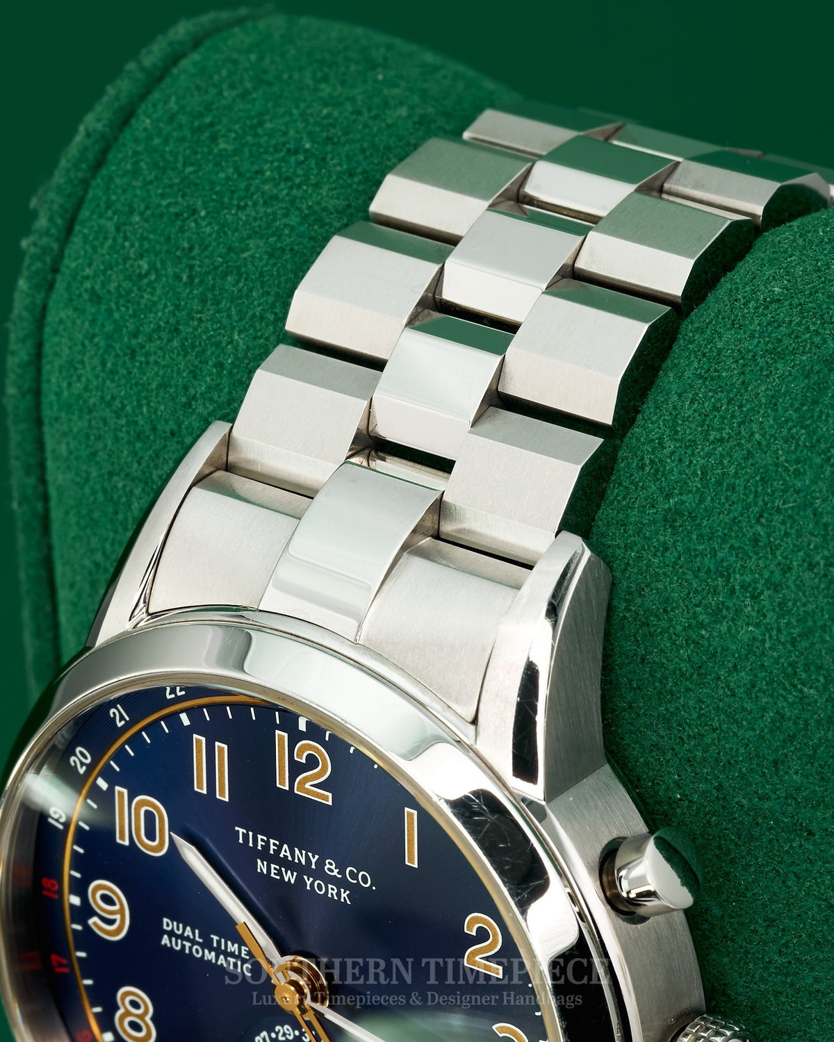 40mm Tiffany & Co Dual Time CT60 with Blue Dial in Stainless Steel (Ref: 34668299)(Year: ~2016)(Box & Appraisal)