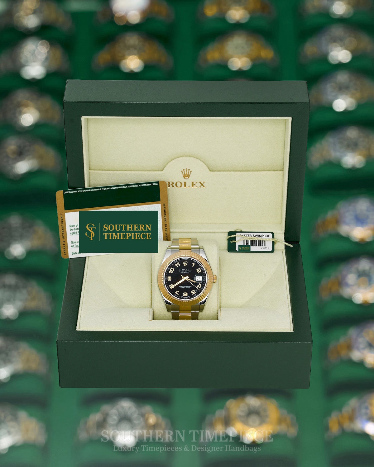 41mm Rolex Datejust with Black Arabic Numeral Dial in 18kt Yellow Gold and Stainless on Oyster (Ref: 116333)(Year: 2011)(Box & Papers)