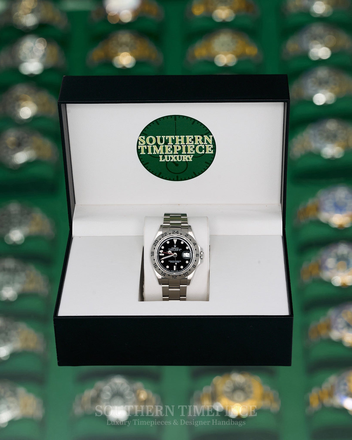 40mm Rolex Explorer II with Black Dial in Stainless Steel on Oyster Bracelet (Ref: 16570)(Year: 1995)
