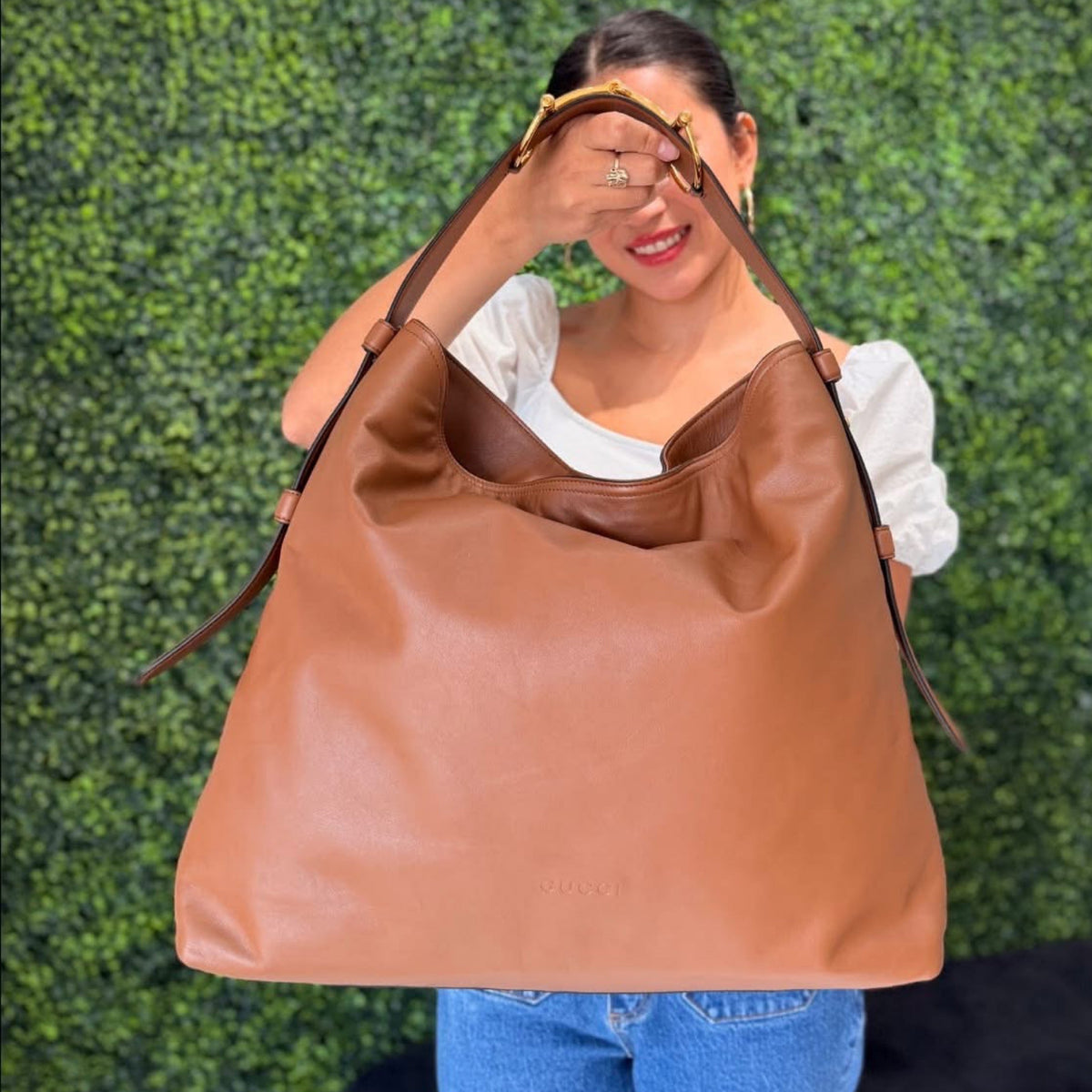Gucci Beatrix Large Horsebit Tote Bag - Brown Calf Leather