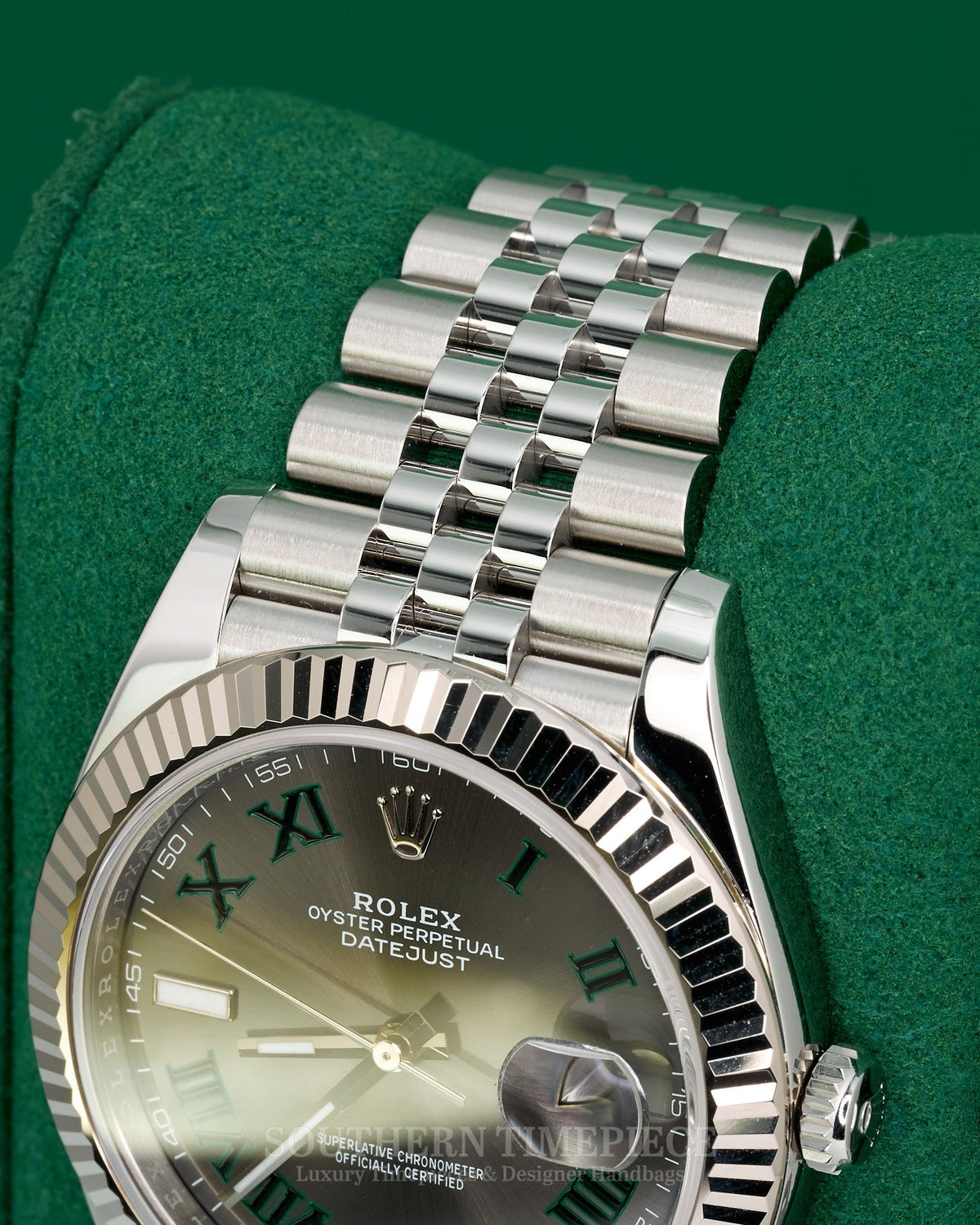 41mm Rolex Datejust "Wimbledon" in 18kt White Gold and Oystersteel on Jubilee (Ref: 126334)(Year: 2024)(Box & Papers)