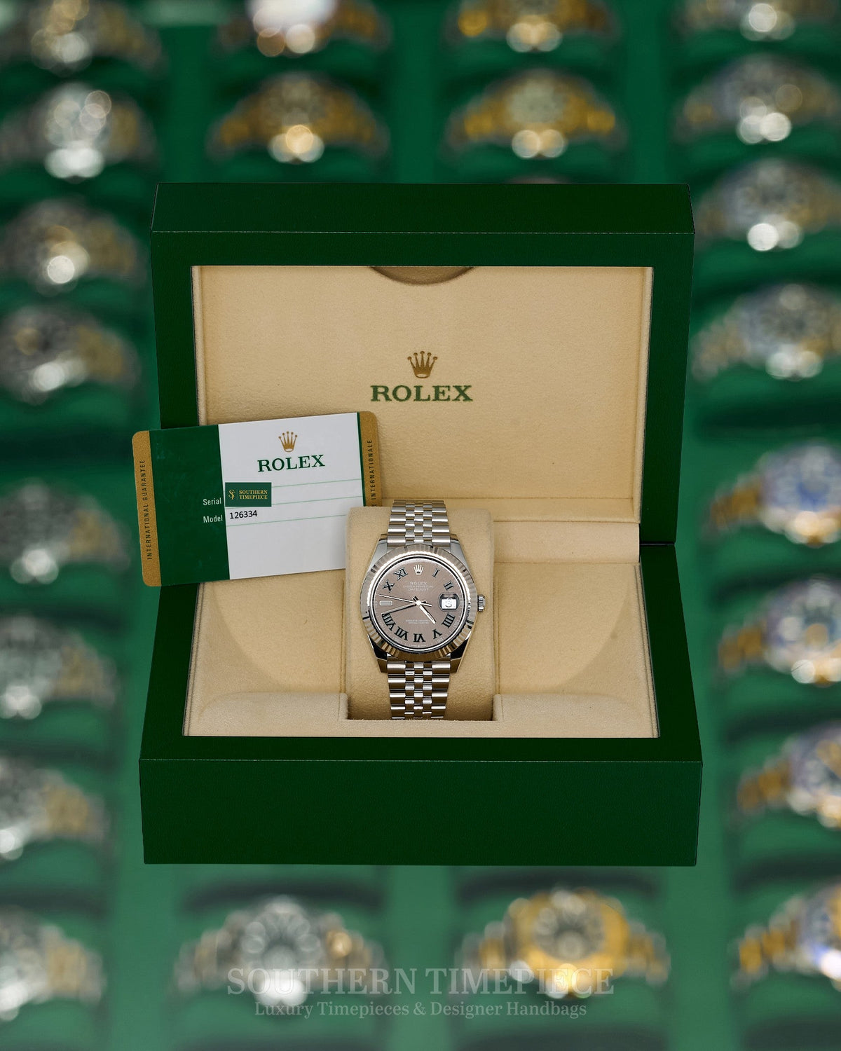41mm Rolex Datejust "Wimbledon" in 18kt White Gold and Oystersteel on Jubilee (Ref: 126334)(Year: 2018)(Box & Papers)