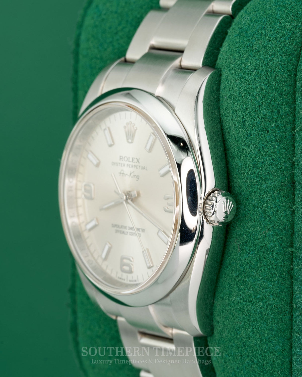 34mm Rolex Date "Domino's Pizza" with Silver Arabic Dial in Stainless Steel on Oyster (Ref: 115200)(Year: 2012)(Box & Papers)