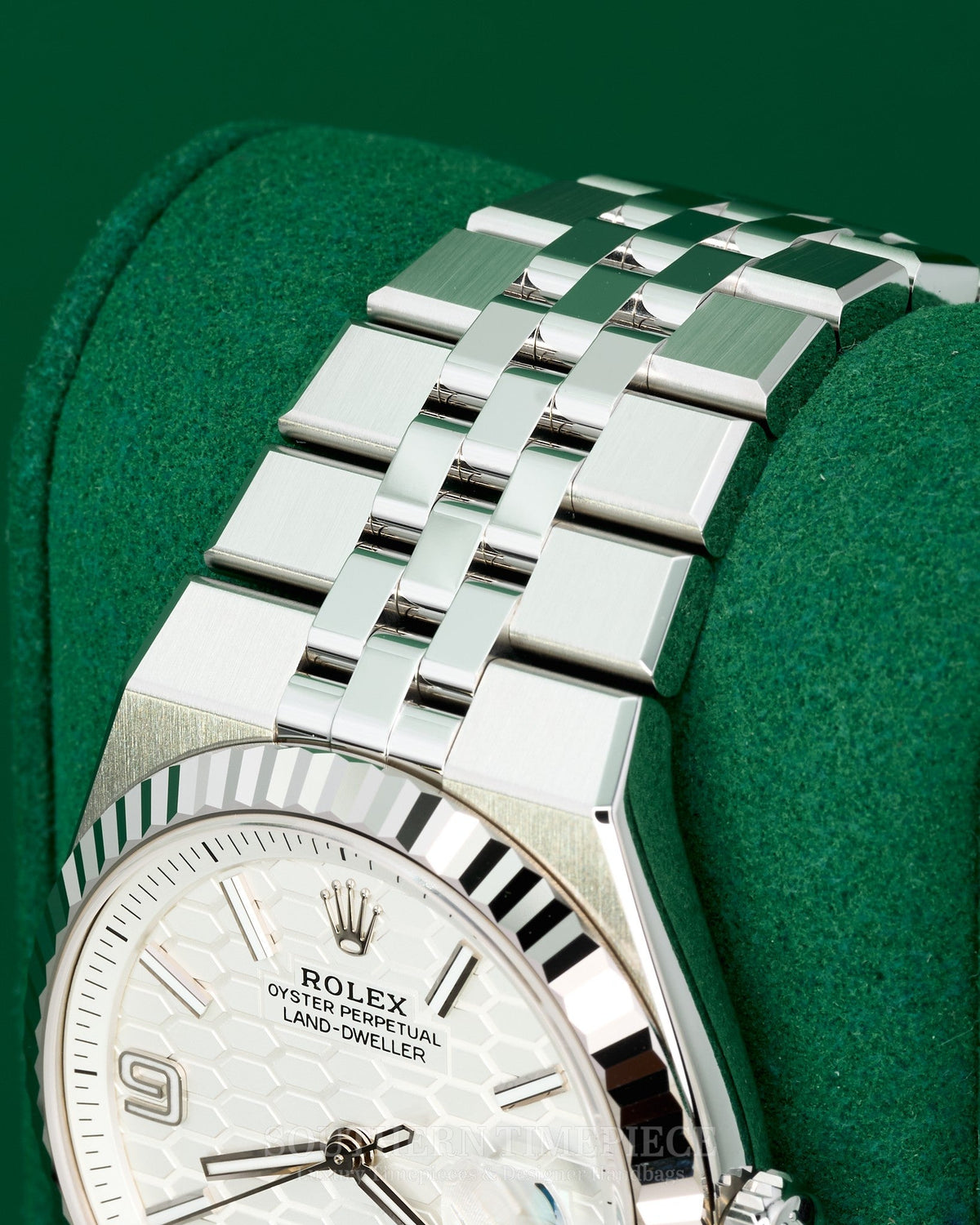 Brand New 2026 40mm Rolex Land-Dweller in Oystersteel and 18kt White Gold with White Honeycomb-Motif Dial (Ref: 127334)(Year: 2026)(Box & Papers)(SKU: S911871)