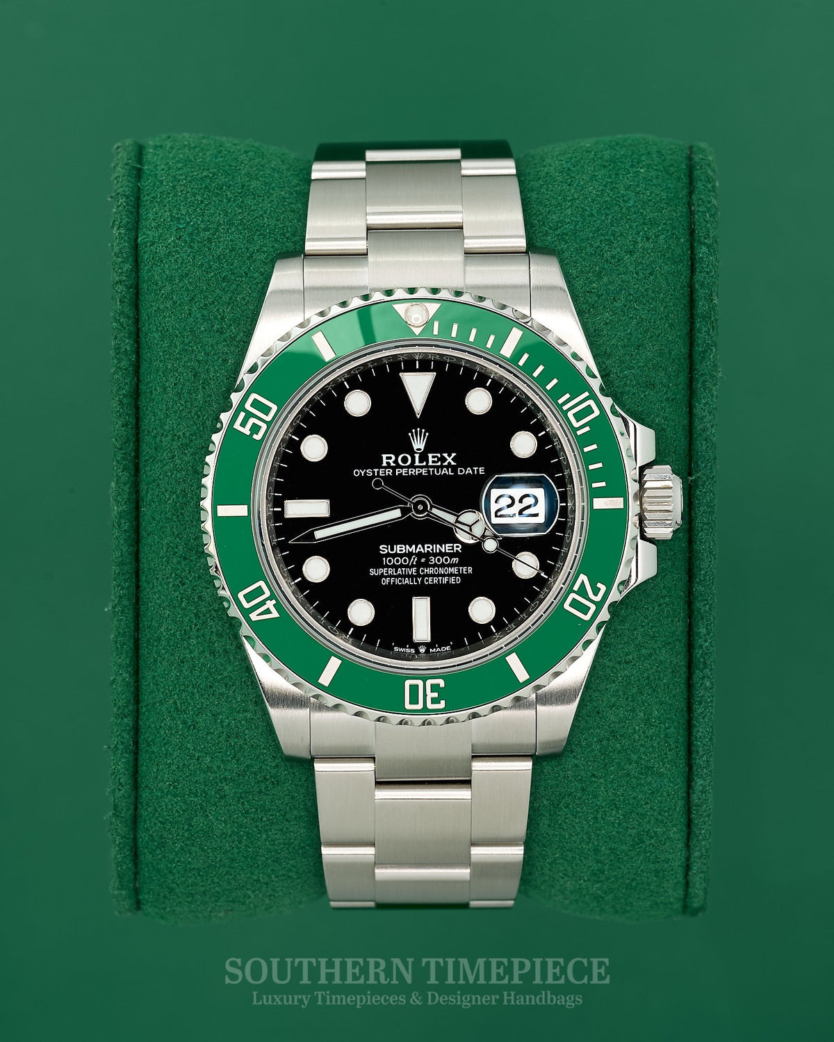 41mm Rolex Submariner "Starbucks" MKI with Anniversary Green Bezel in Stainless on Oyster (Ref: 126610LV)(Year: 2020+)(Box & Appraisal)