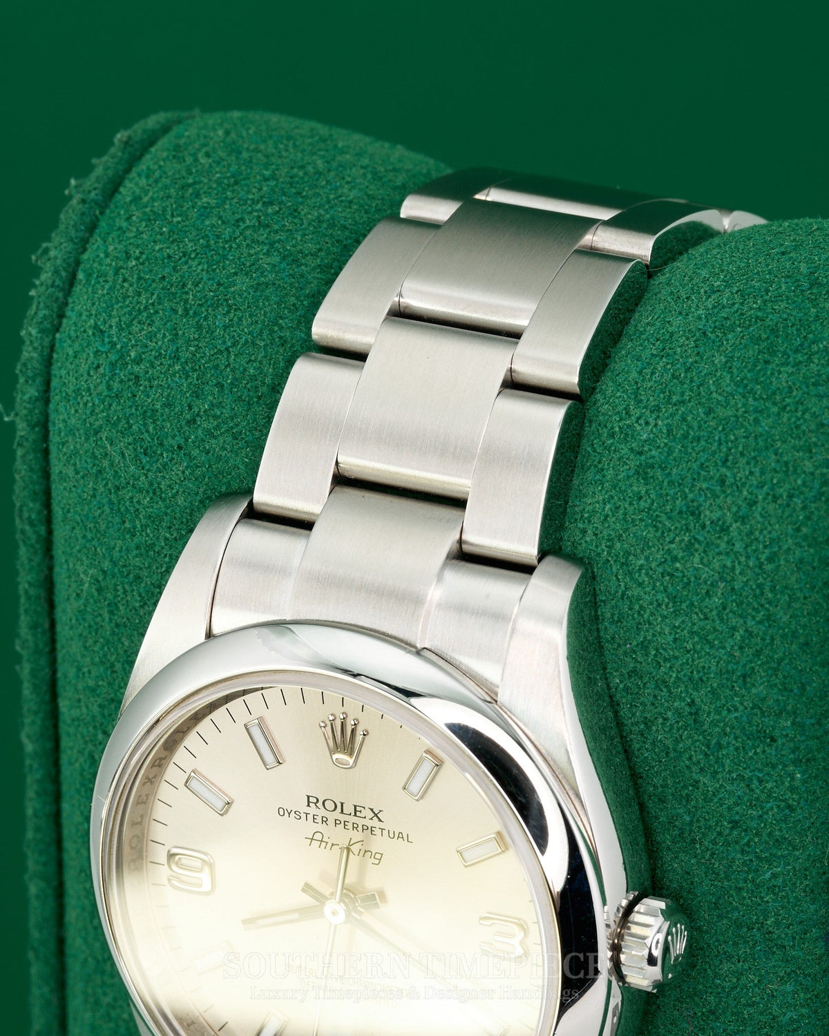 34mm Rolex Date "Domino's Pizza" with Silver Arabic Dial in Stainless Steel on Oyster (Ref: 115200)(Year: 2012)(Box & Papers)