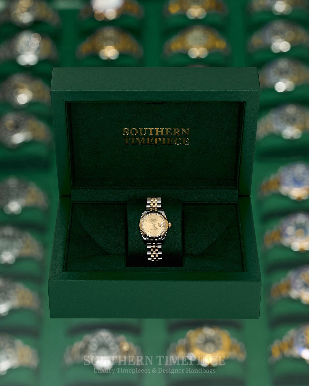 26mm Rolex Datejust with Champagne Roman Dial in 18kt Yellow Gold and Stainless on Jubilee (Ref: 179173)(Year: 2010)