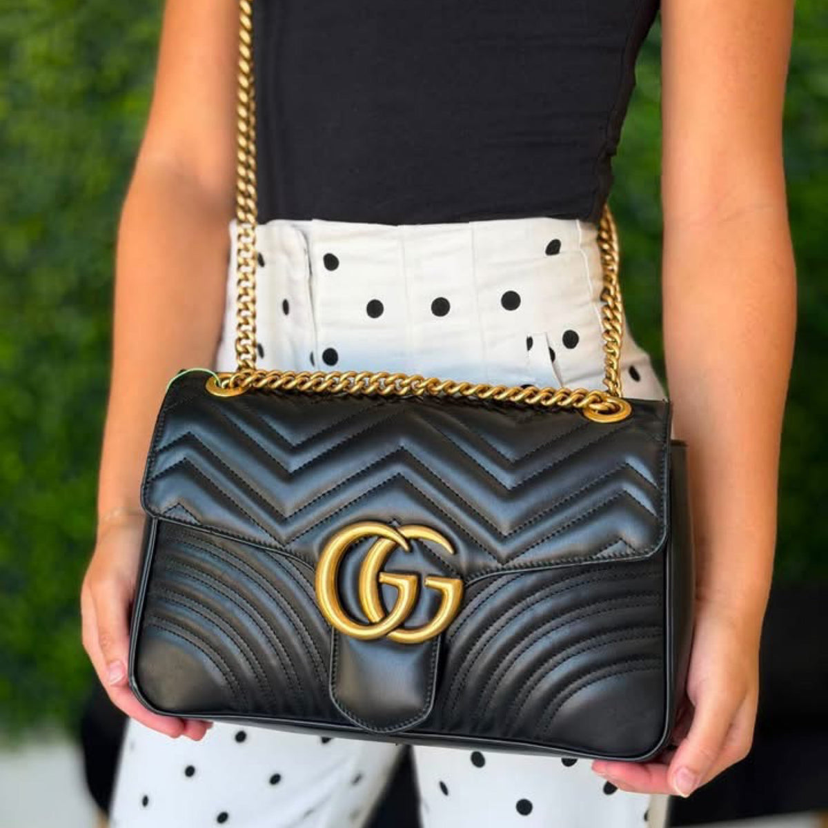 Gucci GG Marmont Large Shoulder Bag - Black Leather