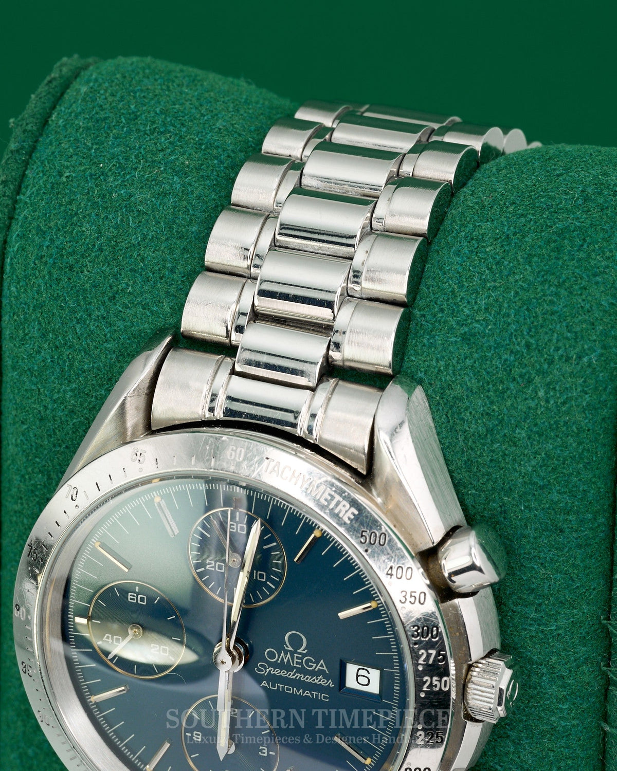 39mm Omega Speedmaster Chronograph with Blue Dial in Stainless Steel (Ref: 3511.80.00)(Year: ~1990-2003)