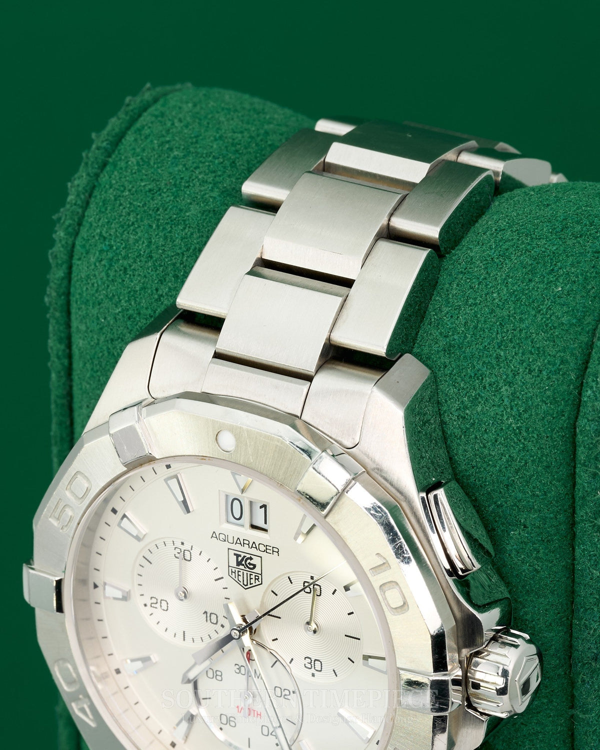 43mm Tag Heuer Aquaracer Chronograph with Silver Dial in Stainless Steel (Ref: CAY1111-0)(Year: 2014-19)