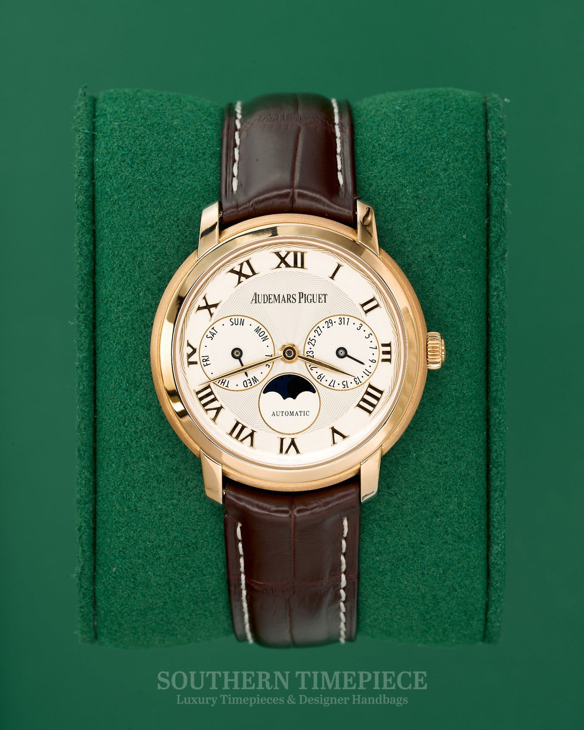 36mm Audemars Piguet Jules Audemars Day Date Moonphase with White Dial in Solid 18kt Rose Gold (Ref: 26250OR)(Year: 2010)(Box & Papers)