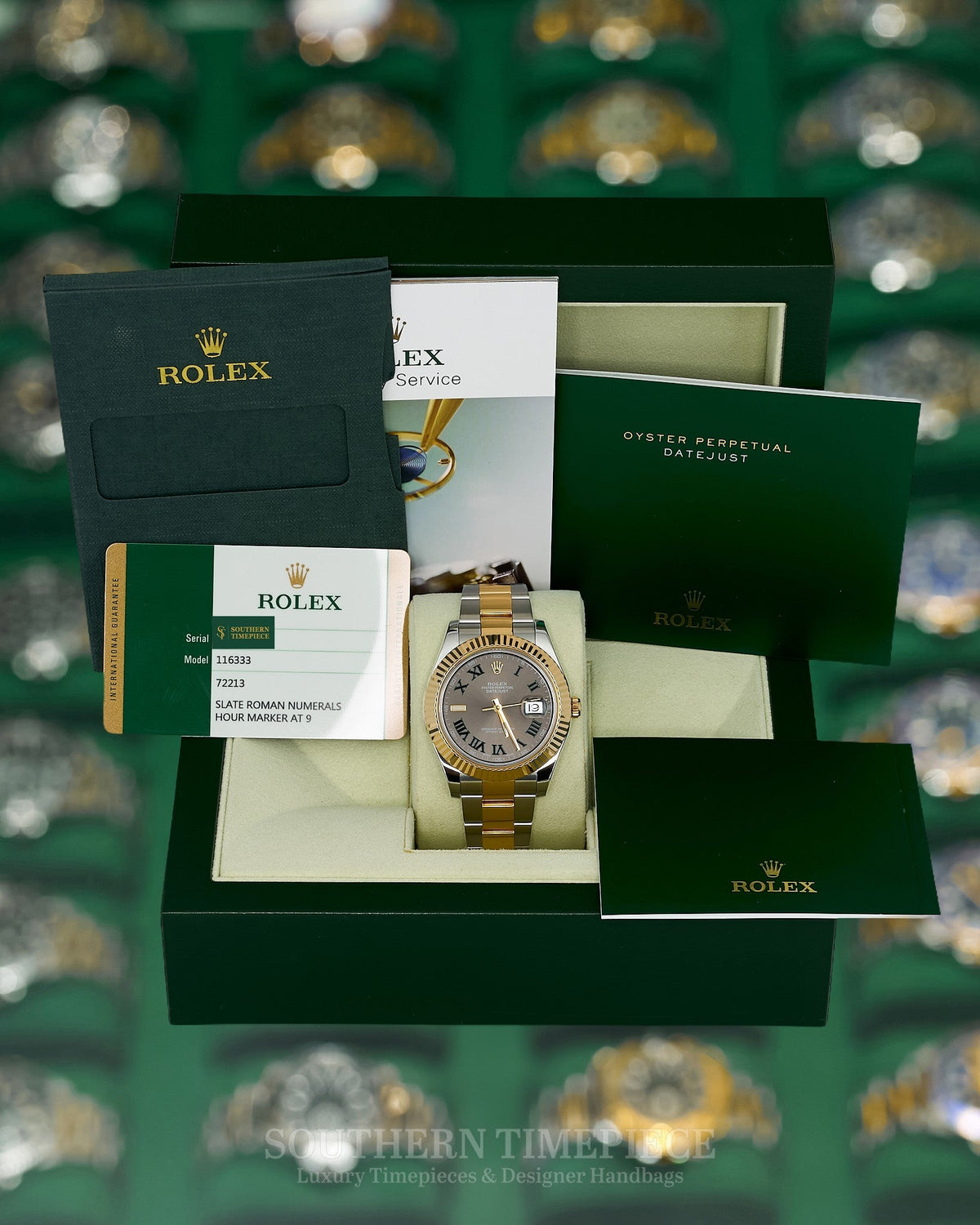 41mm Rolex Datejust "Wimbledon" in 18kt Yellow Gold and Stainless on Oyster (Ref: 116333)(Year: 2016)(Box & Papers)