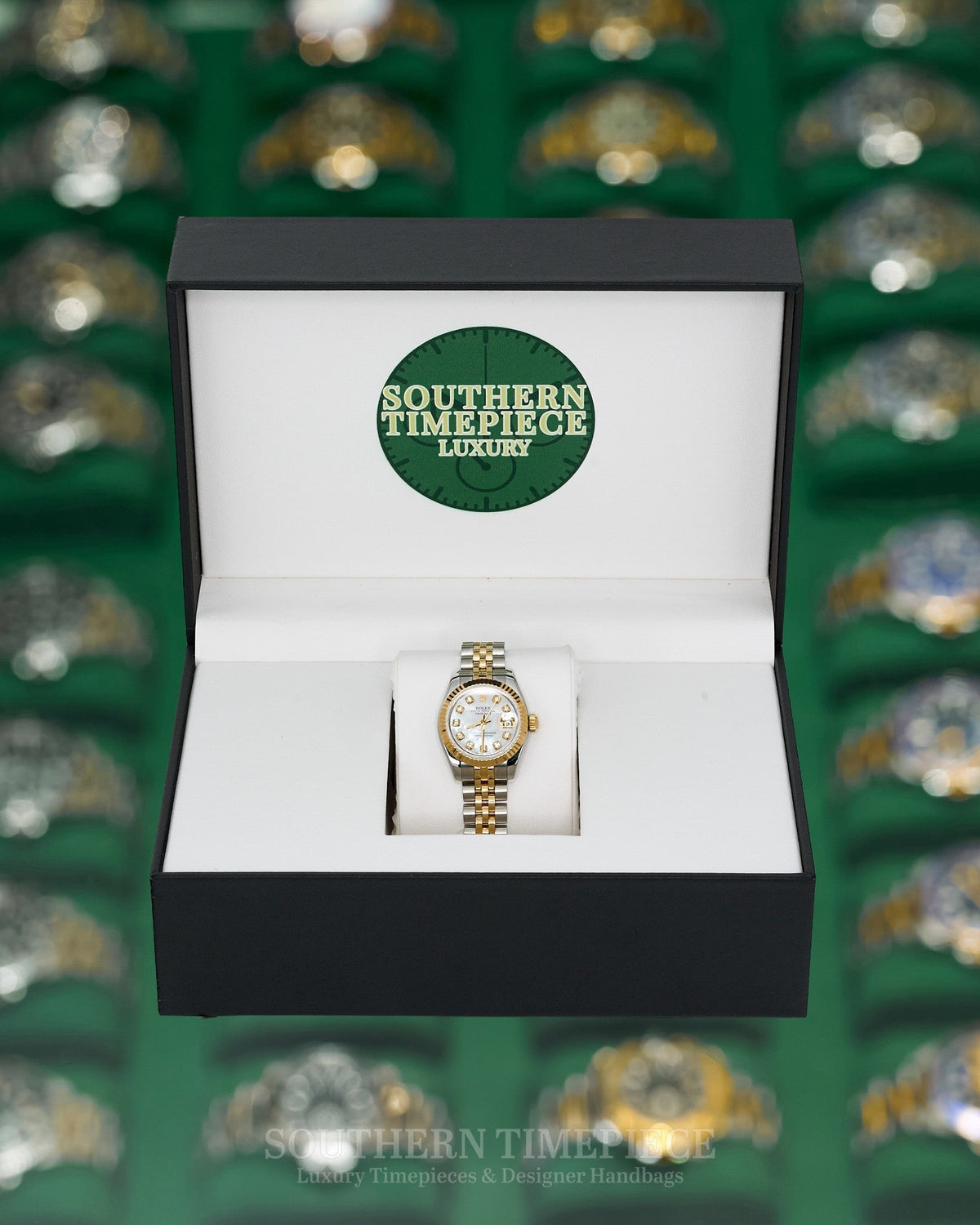 26mm Rolex Datejust with a Custom Mother of Pearl Diamond Dial in 18kt Yellow Gold and Stainless on Jubilee (Ref: 179173)(Year: 2011+)