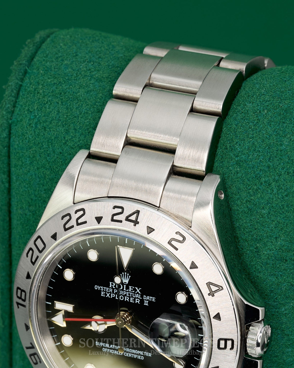 40mm Rolex Explorer II with Black Dial in Stainless Steel on Oyster Bracelet (Ref: 16570)(Year: 1995)