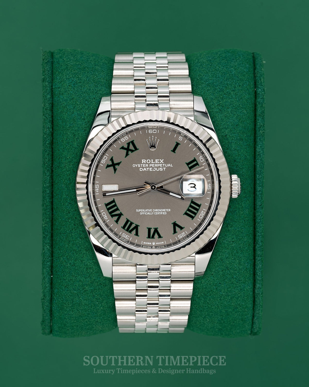 41mm Rolex Datejust "Wimbledon" in 18kt White Gold and Oystersteel on Jubilee (Ref: 126334)(Year: 2018)(Box & Papers)