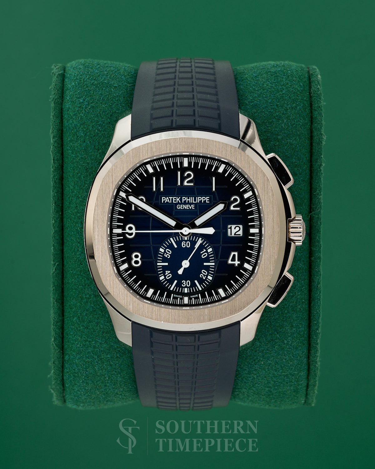 42mm Patek Philippe Aquanaut Chronograph with Blue Dial on Blue Rubber in Stainless Steel (Ref: 5968G)(Year: 2026)(Box & Papers)(SKU: 189680441983)