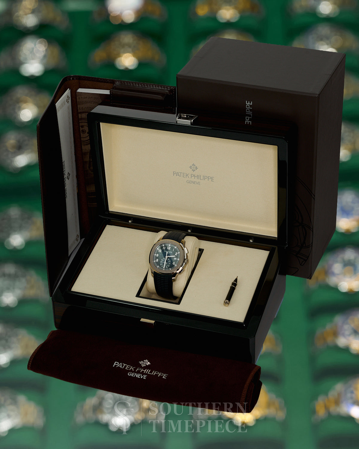 42mm Patek Philippe Aquanaut Chronograph with Blue Dial on Blue Rubber in Stainless Steel (Ref: 5968G)(Year: 2026)(Box & Papers)(SKU: 189680441983)
