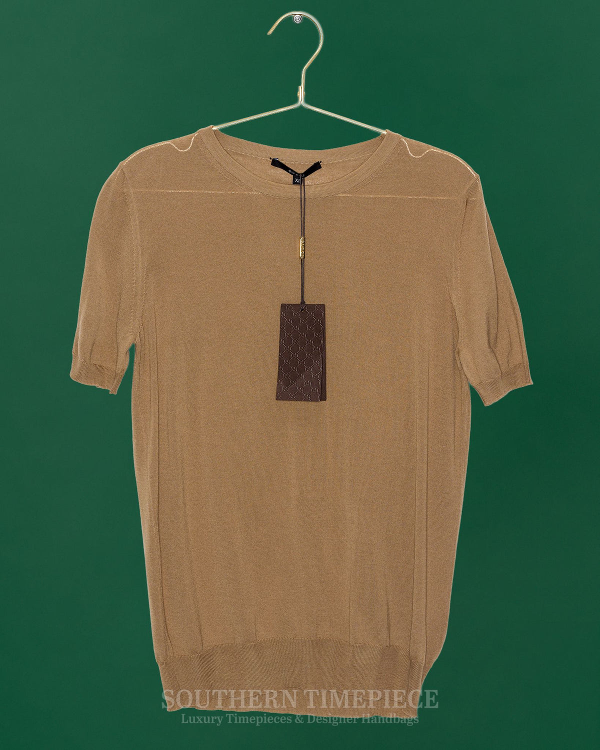 Gucci 100% Wool Camel Short Sleeve Sweater (Size XL) (New w/ Tags)