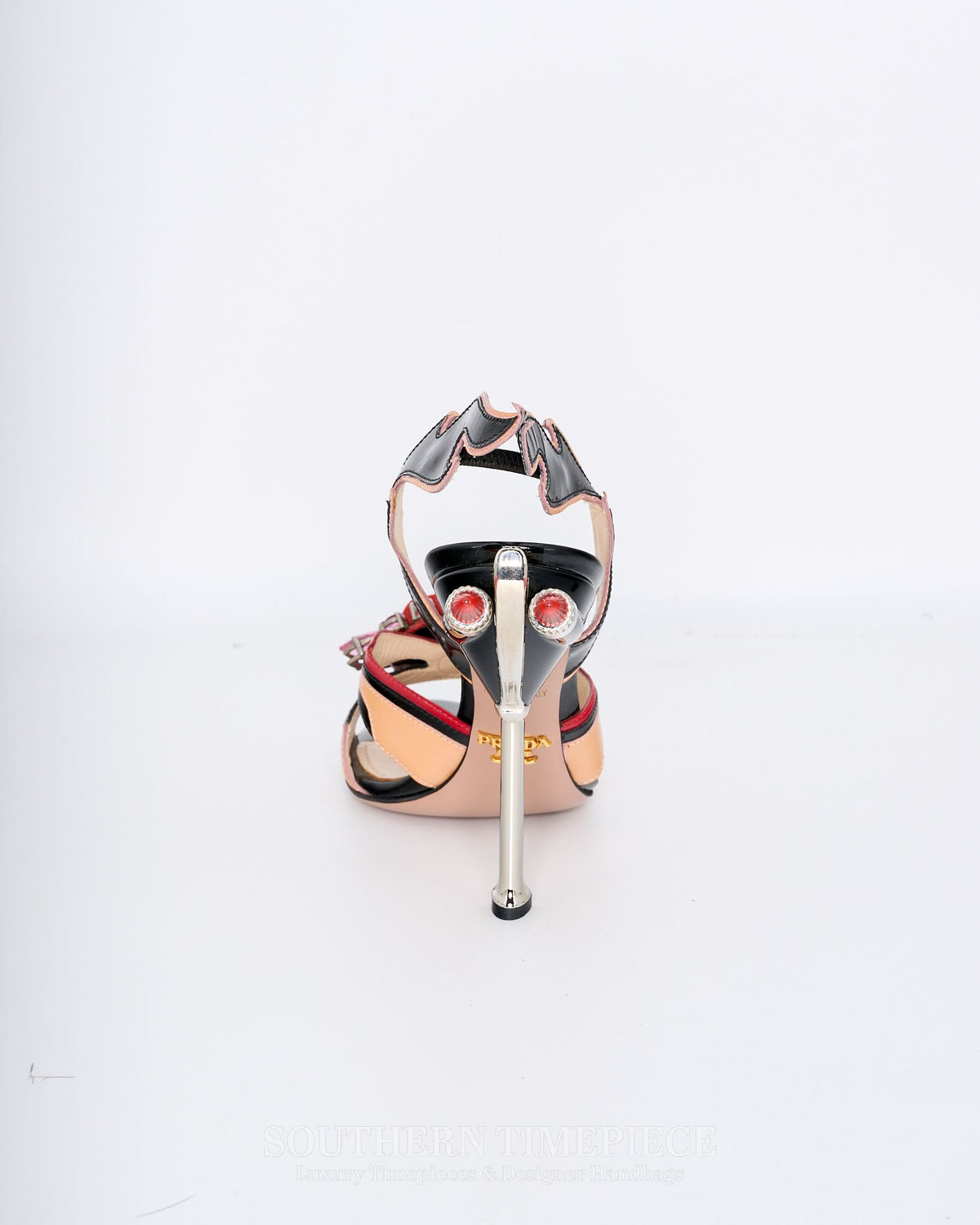 Prada Patent Flame Crystal Embellished Heels Size 36