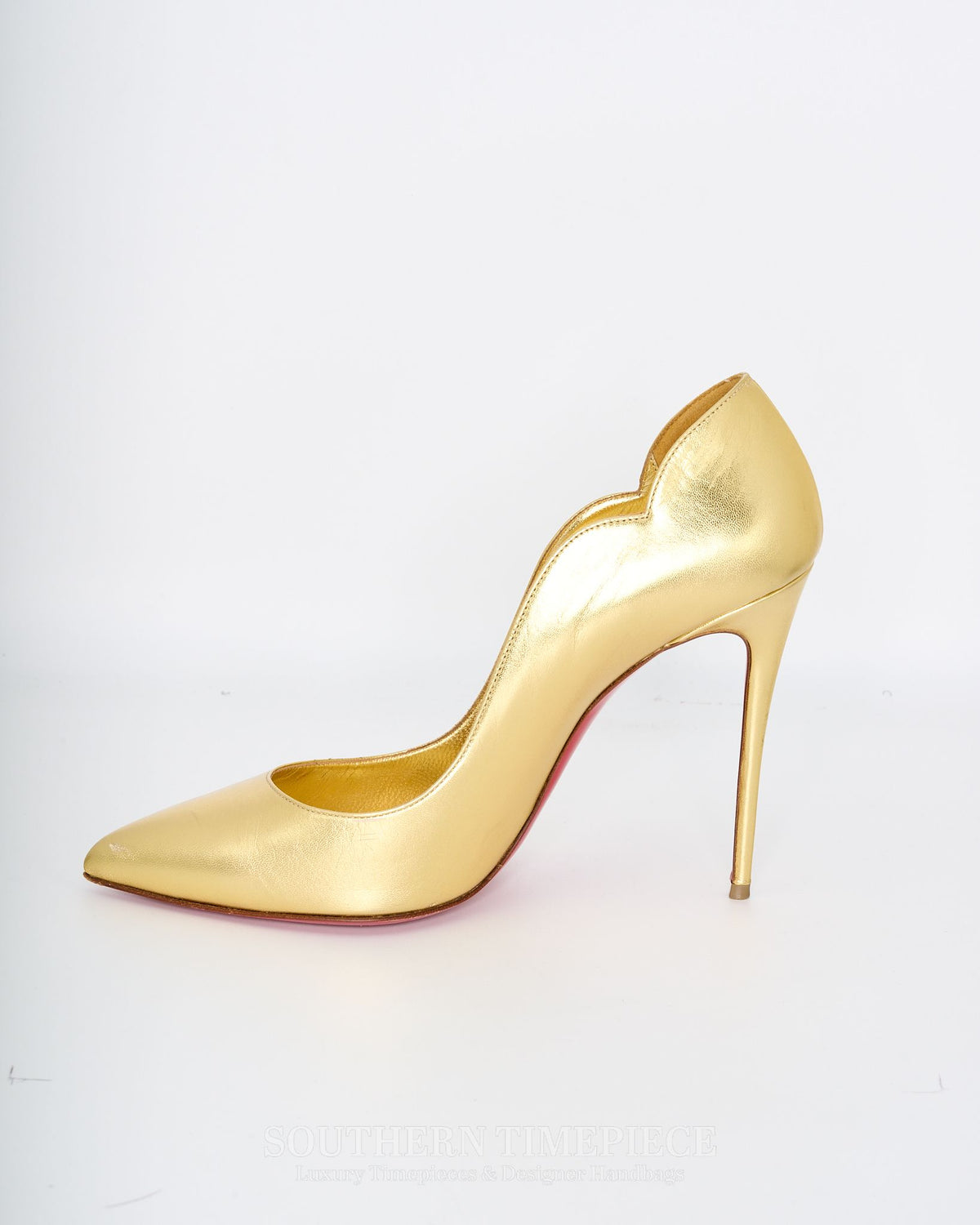 Christian Louboutin Hot Chick 100 Metallic Gold Leather Size 40 (US 10)