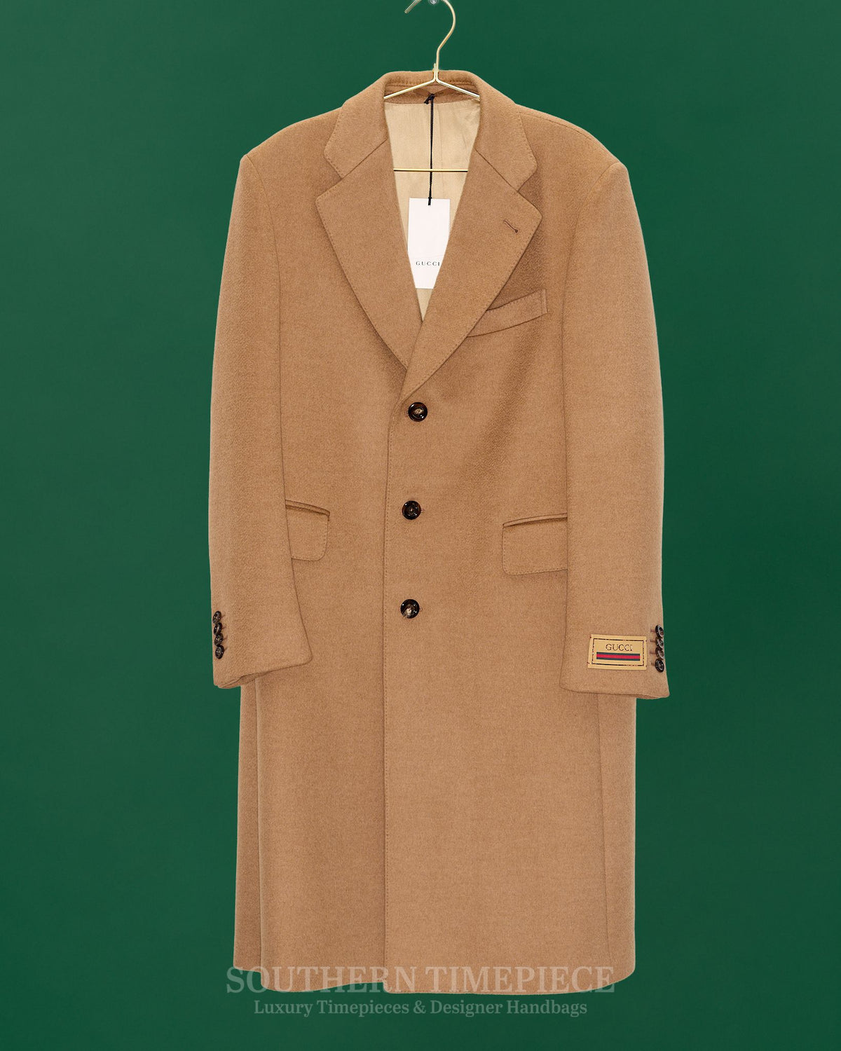 Gucci Aria Single Breasted Coat - Camel Wool & Hair (Size 48/Medium)