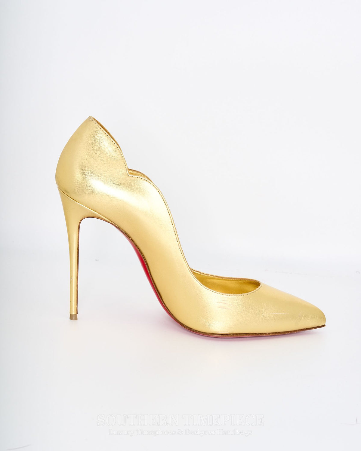 Christian Louboutin Hot Chick 100 Metallic Gold Leather Size 40 (US 10)