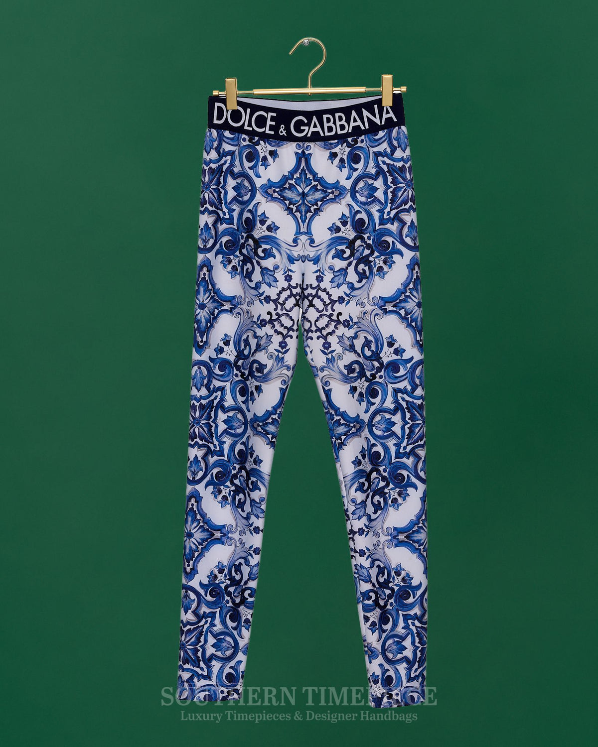 Dolce & Gabbana Leggings - Majolica-print jersey (Size 44)
