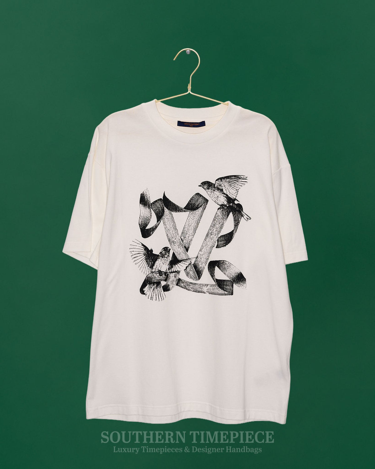 Louis Vuitton 2023 Graphic Print Birds Logo T-Shirt - 100% Cotton (Size Large)