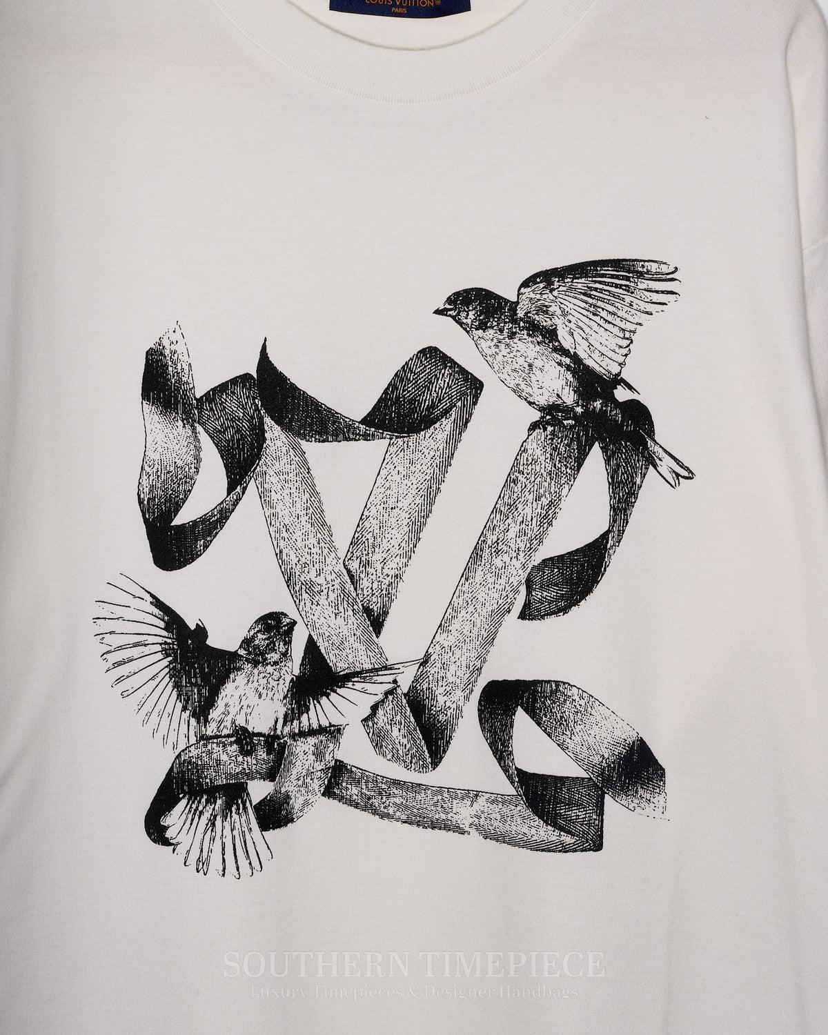 Louis Vuitton 2023 Graphic Print Birds Logo T-Shirt - 100% Cotton (Size Large)