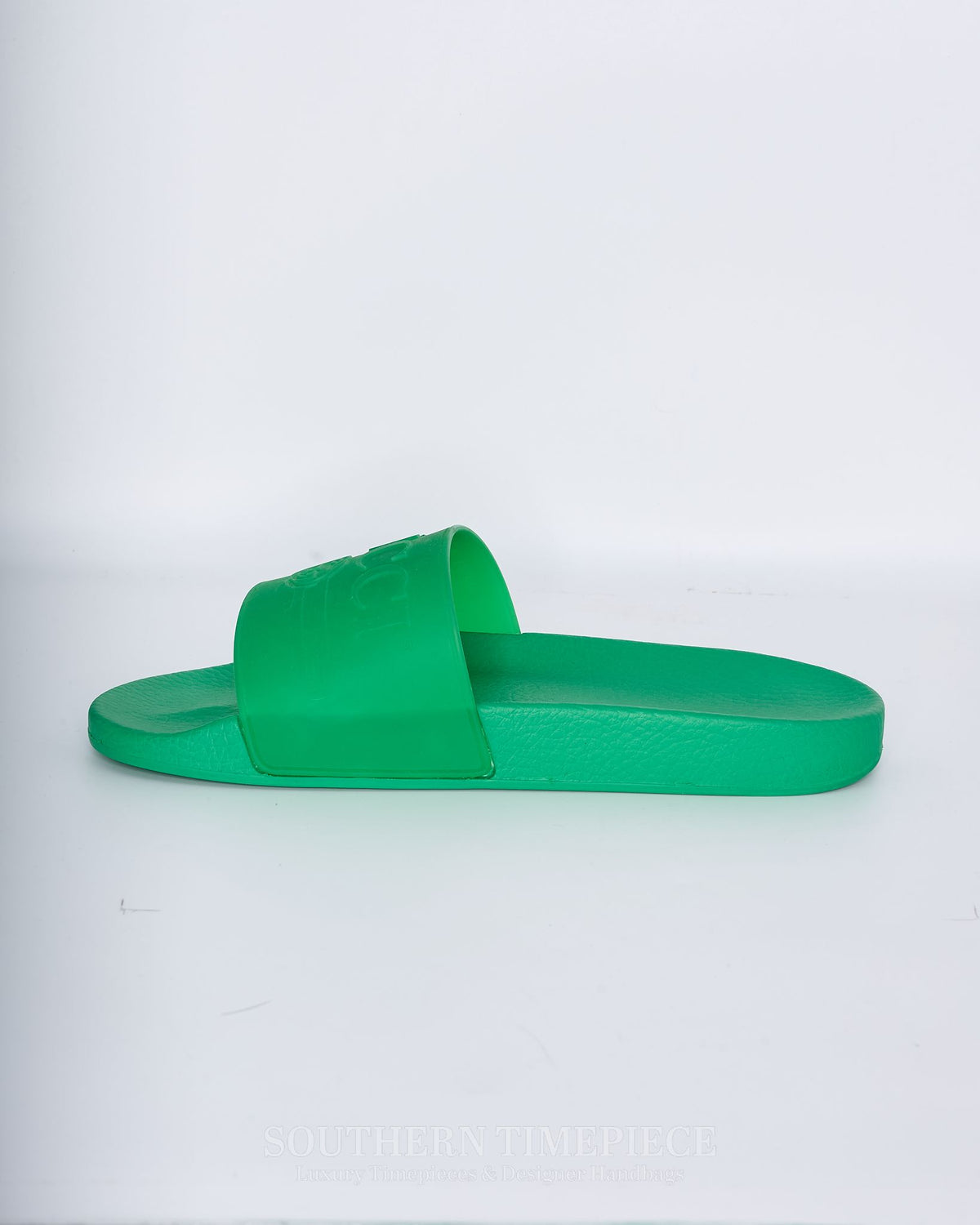 Gucci Logo Embossed Slides - Green Rubber (Size 8)