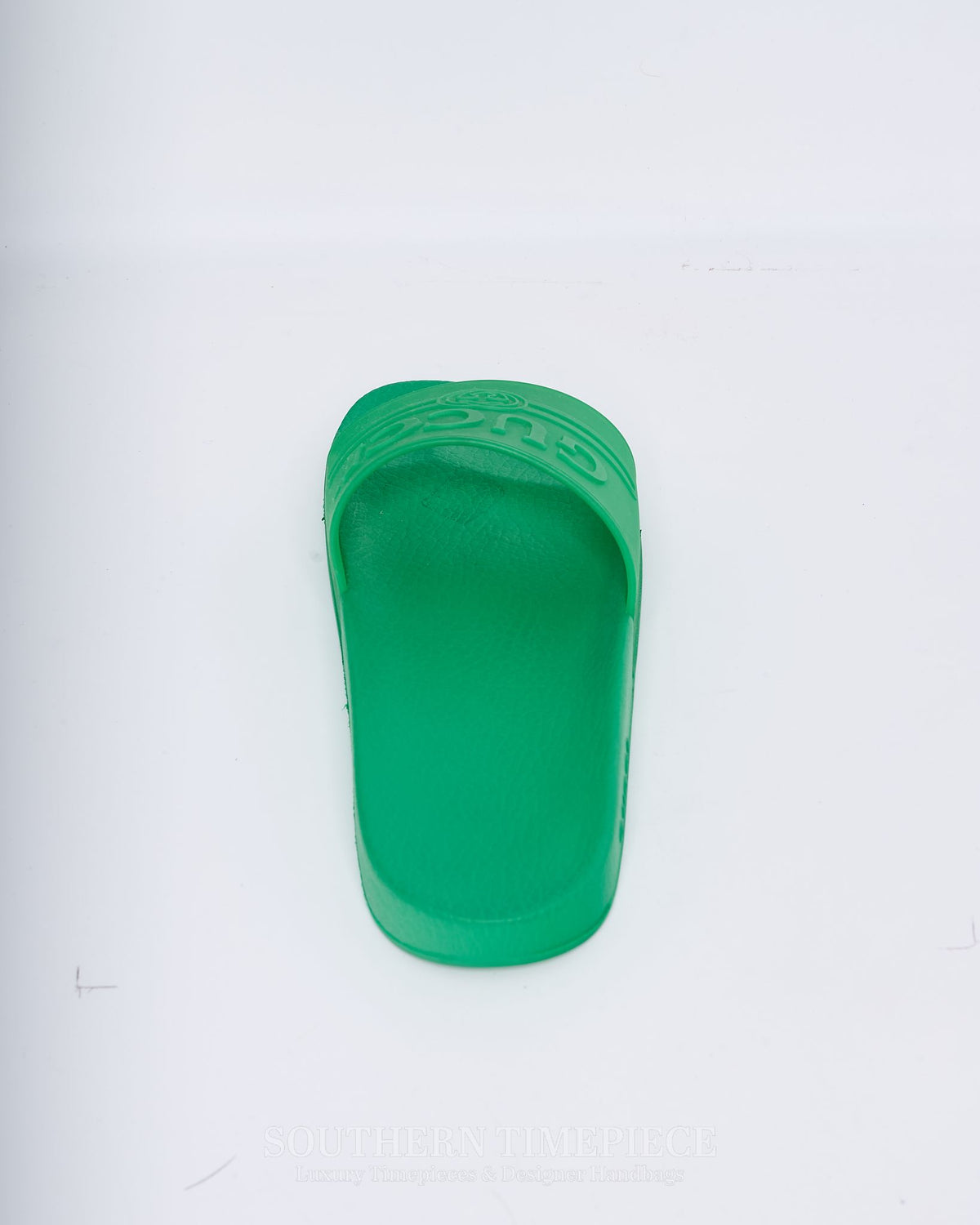 Gucci Logo Embossed Slides - Green Rubber (Size 8)