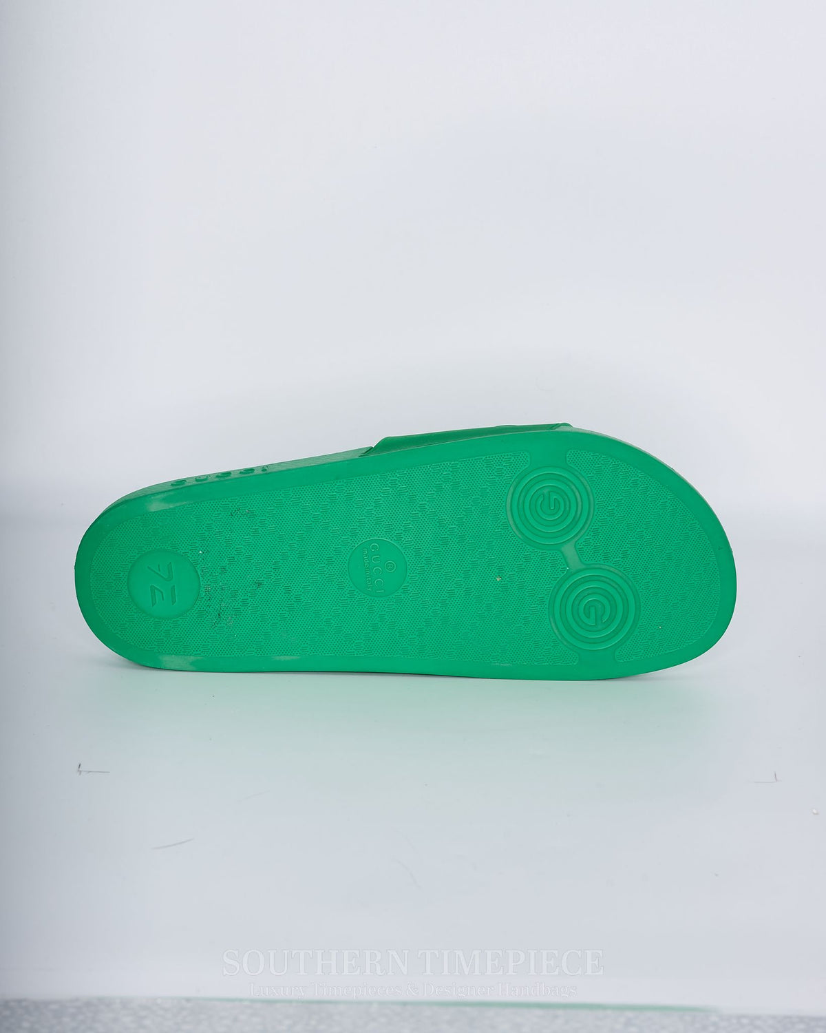 Gucci Logo Embossed Slides - Green Rubber (Size 8)