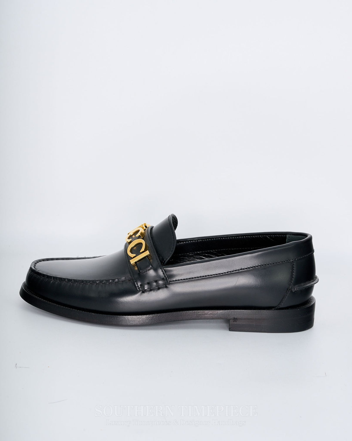 Gucci Men's Logo Lettering Leather Loafers US Size 8.5