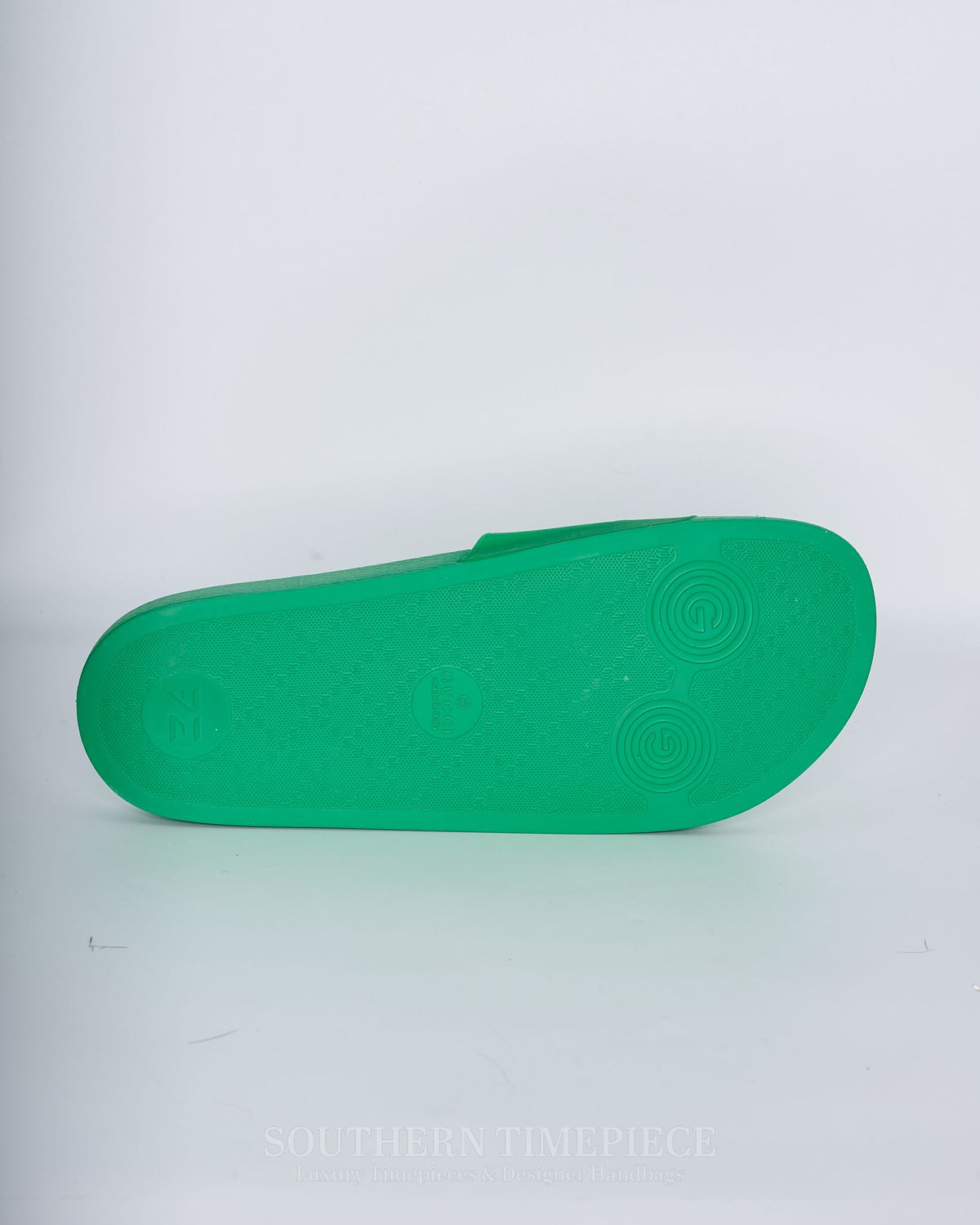Gucci Logo Embossed Slides - Green Rubber (Size 8)