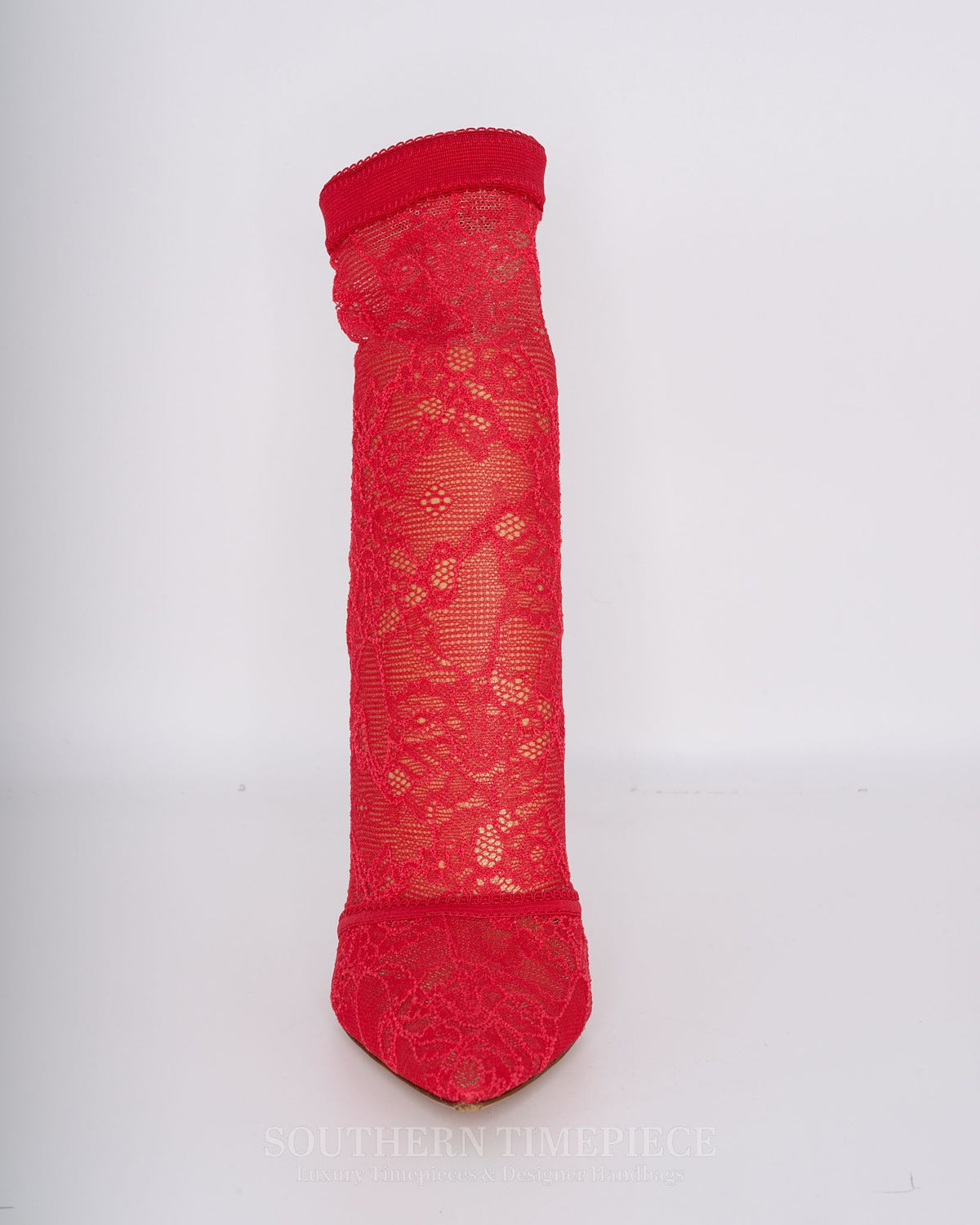 Gianvito Rossi Ankle Boot - Red Lace & Suede