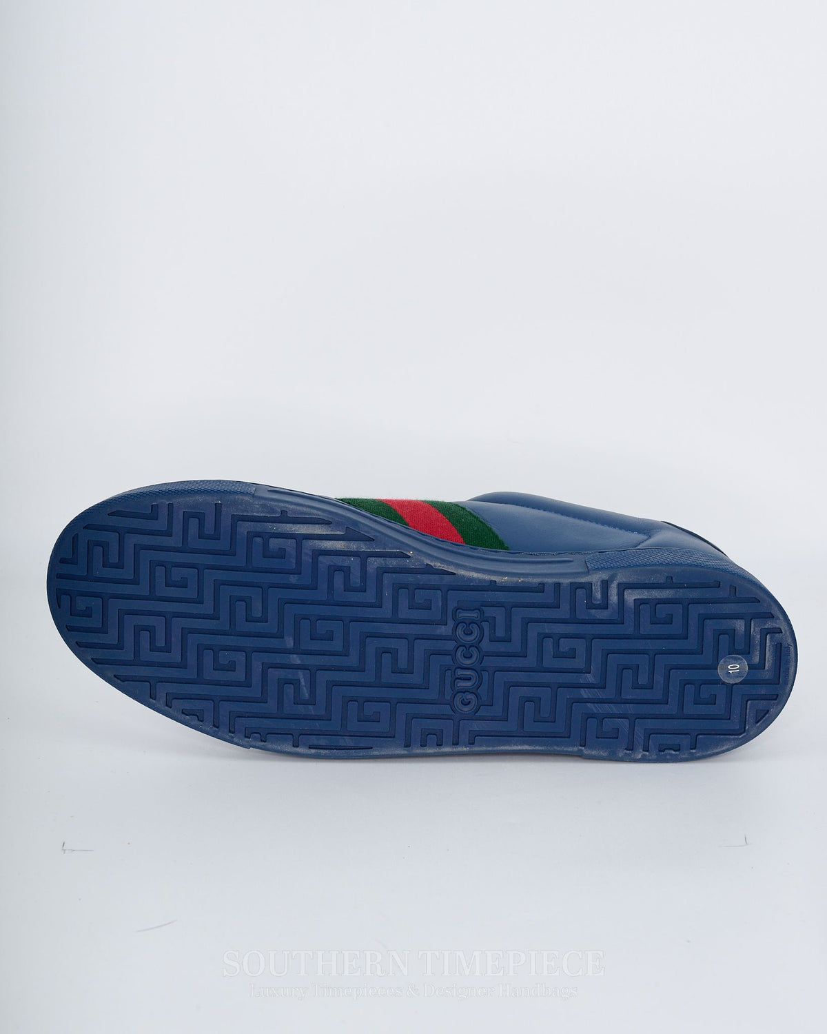 Gucci Ace Sneaker With Web - Blue Leather (Size 10)