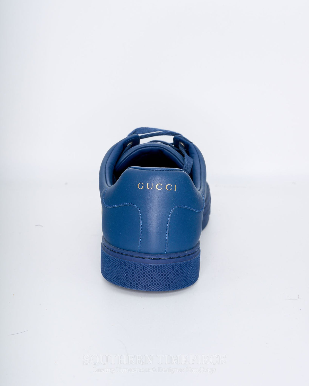 Gucci Ace Sneaker With Web - Blue Leather (Size 10)