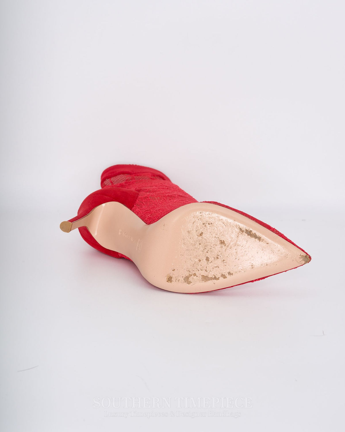 Gianvito Rossi Ankle Boot - Red Lace & Suede