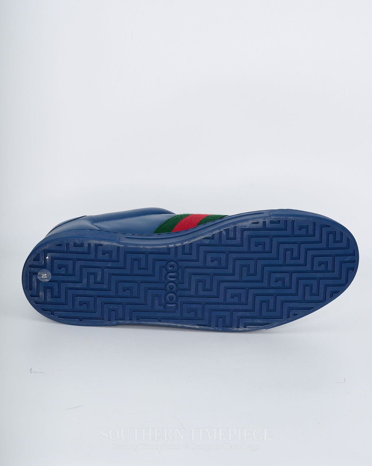 Gucci Ace Sneaker With Web - Blue Leather (Size 10)