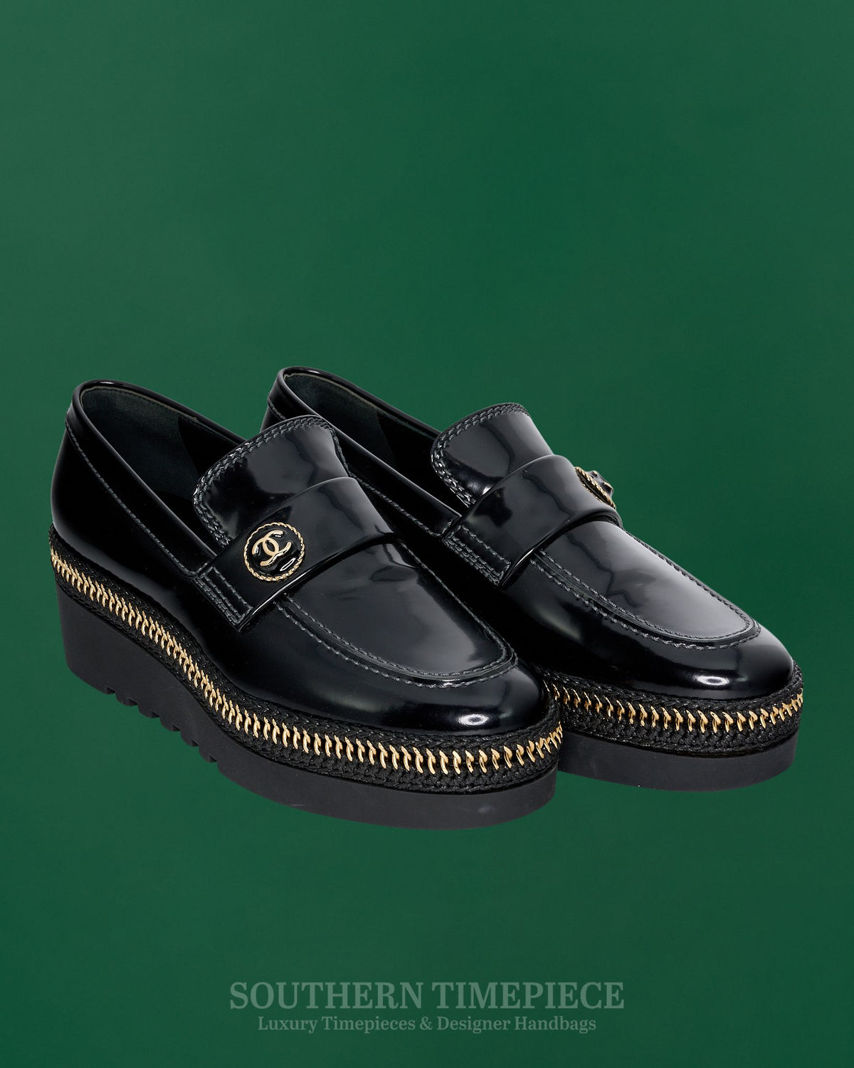 Chanel Shiny Calfskin CC Platform Loafers