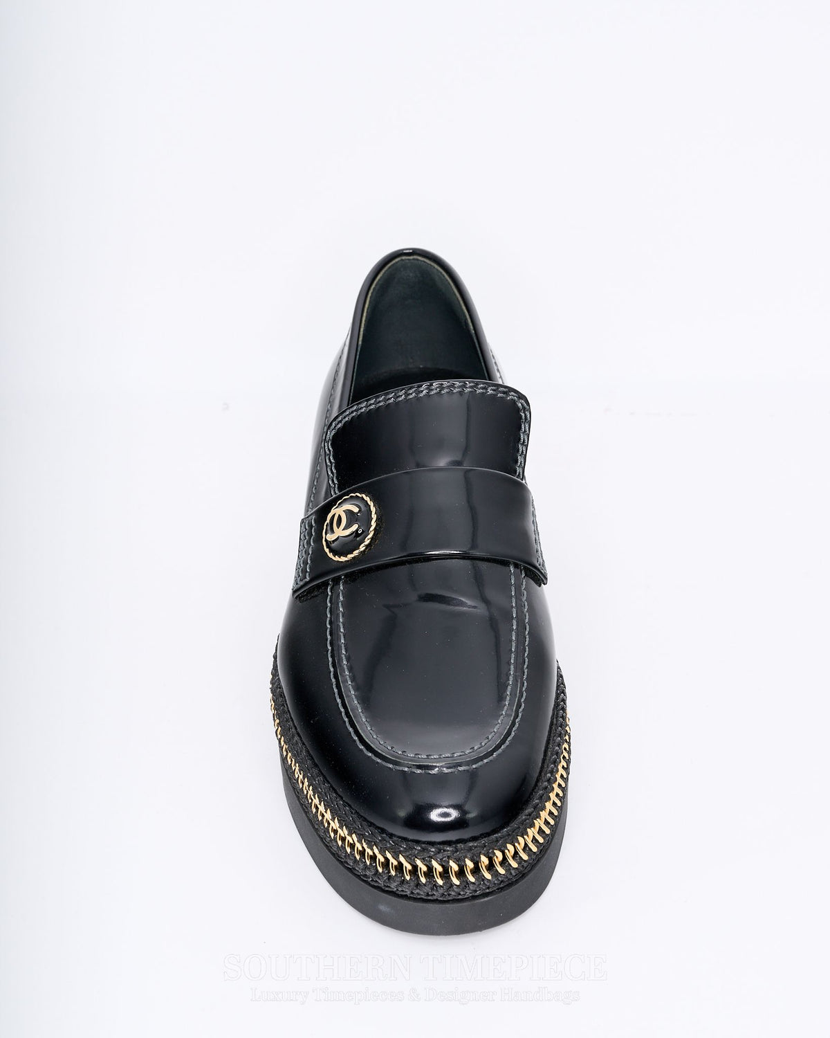 Chanel Shiny Calfskin CC Platform Loafers