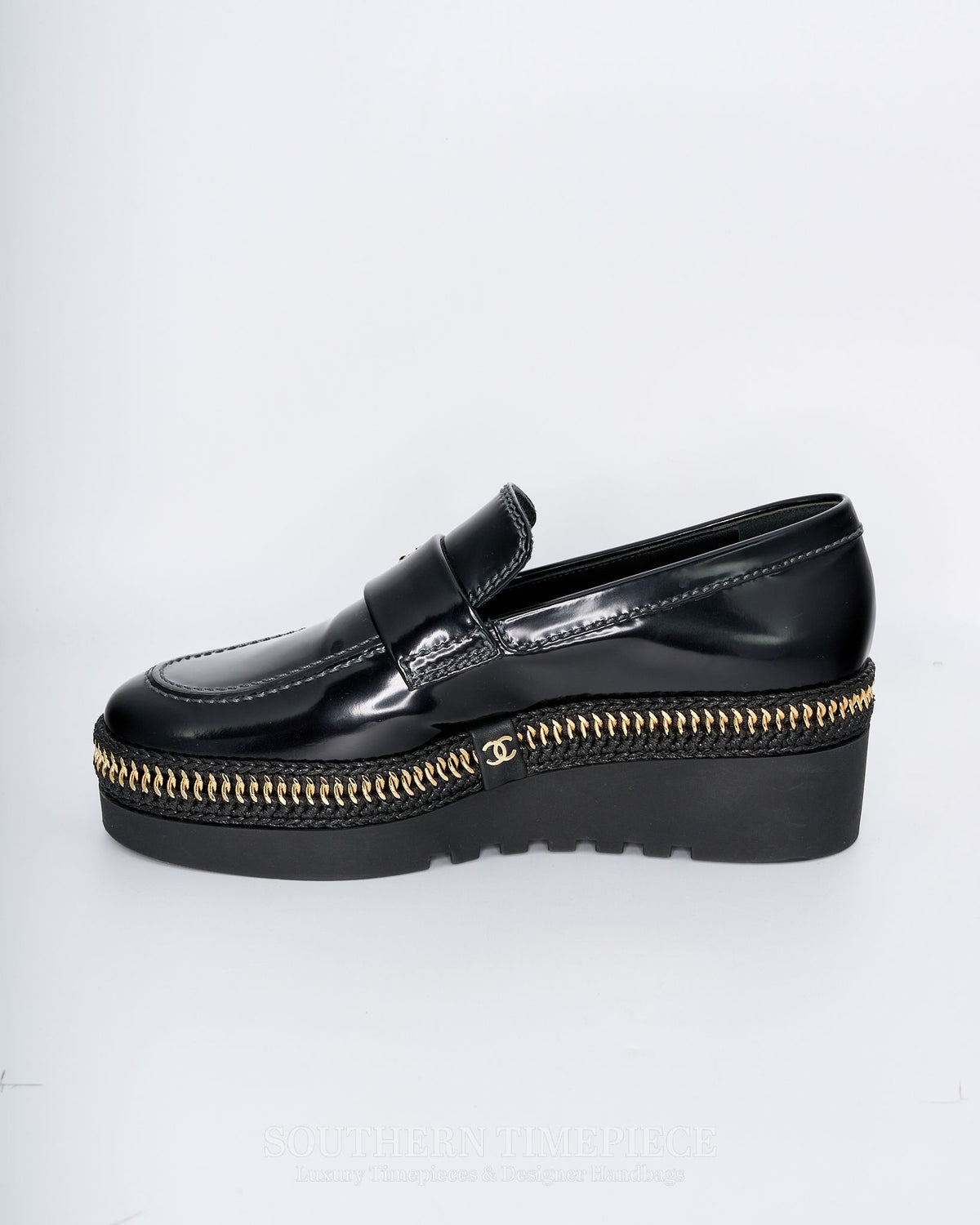 Chanel Shiny Calfskin CC Platform Loafers