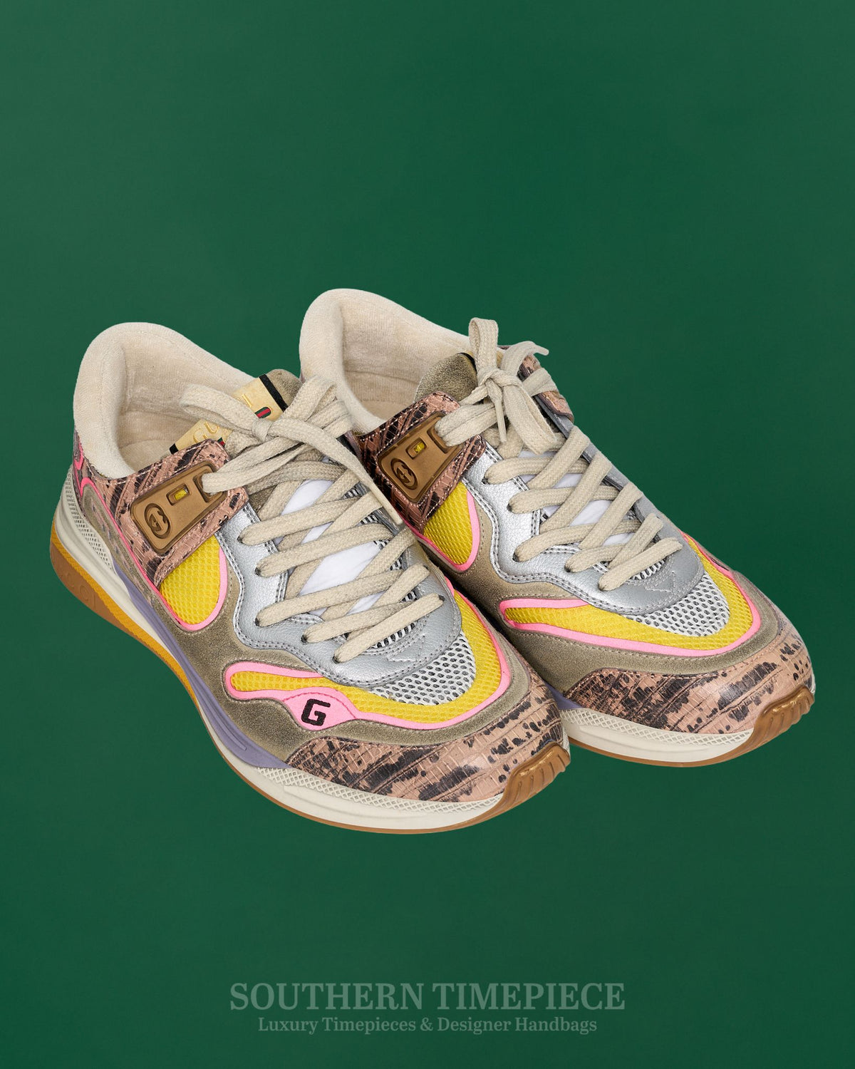 Gucci Women's Ultrapace Ace Distressed Suede Sneakers US Size 10