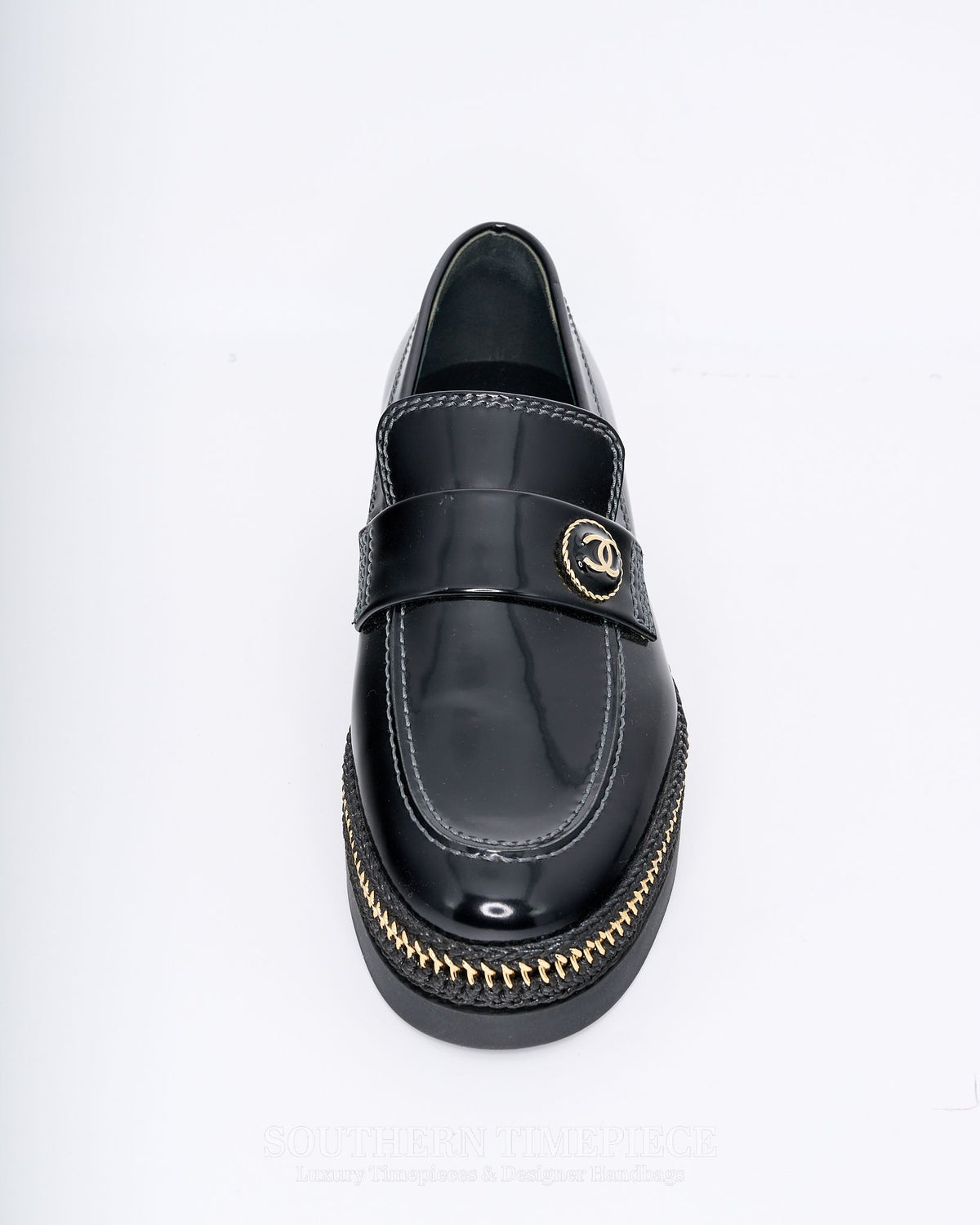 Chanel Shiny Calfskin CC Platform Loafers
