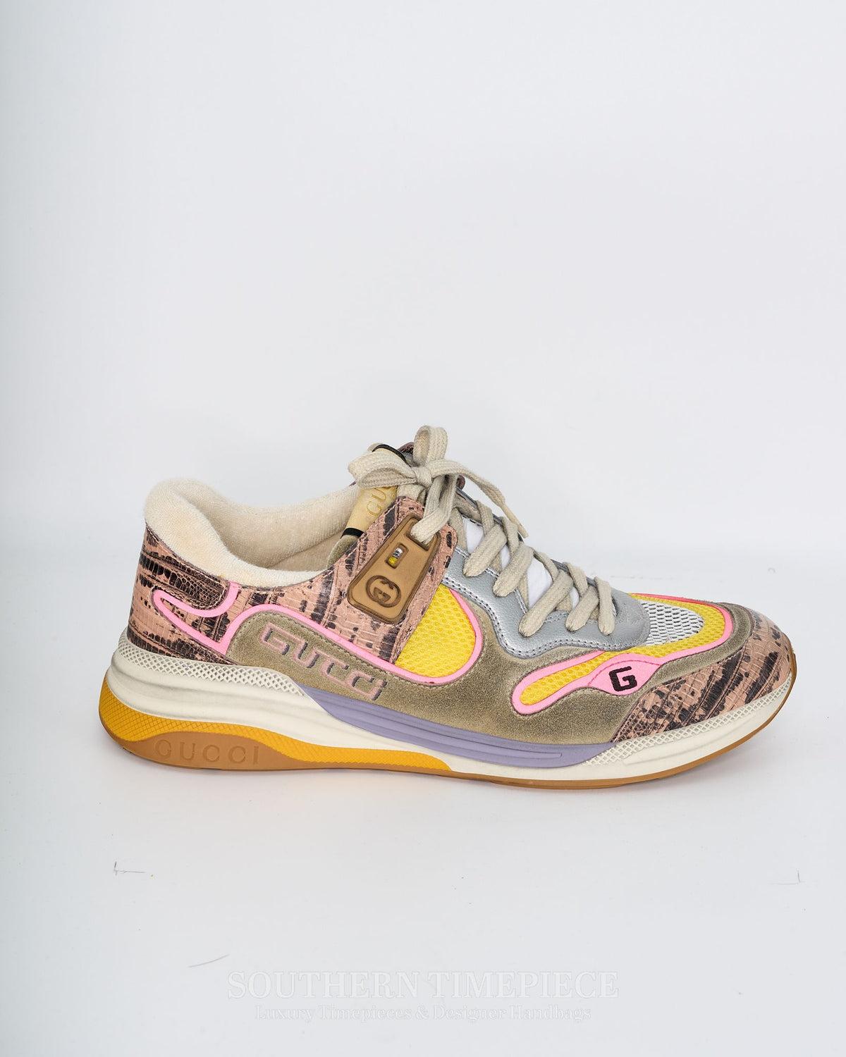 Gucci Women's Ultrapace Ace Distressed Suede Sneakers US Size 10