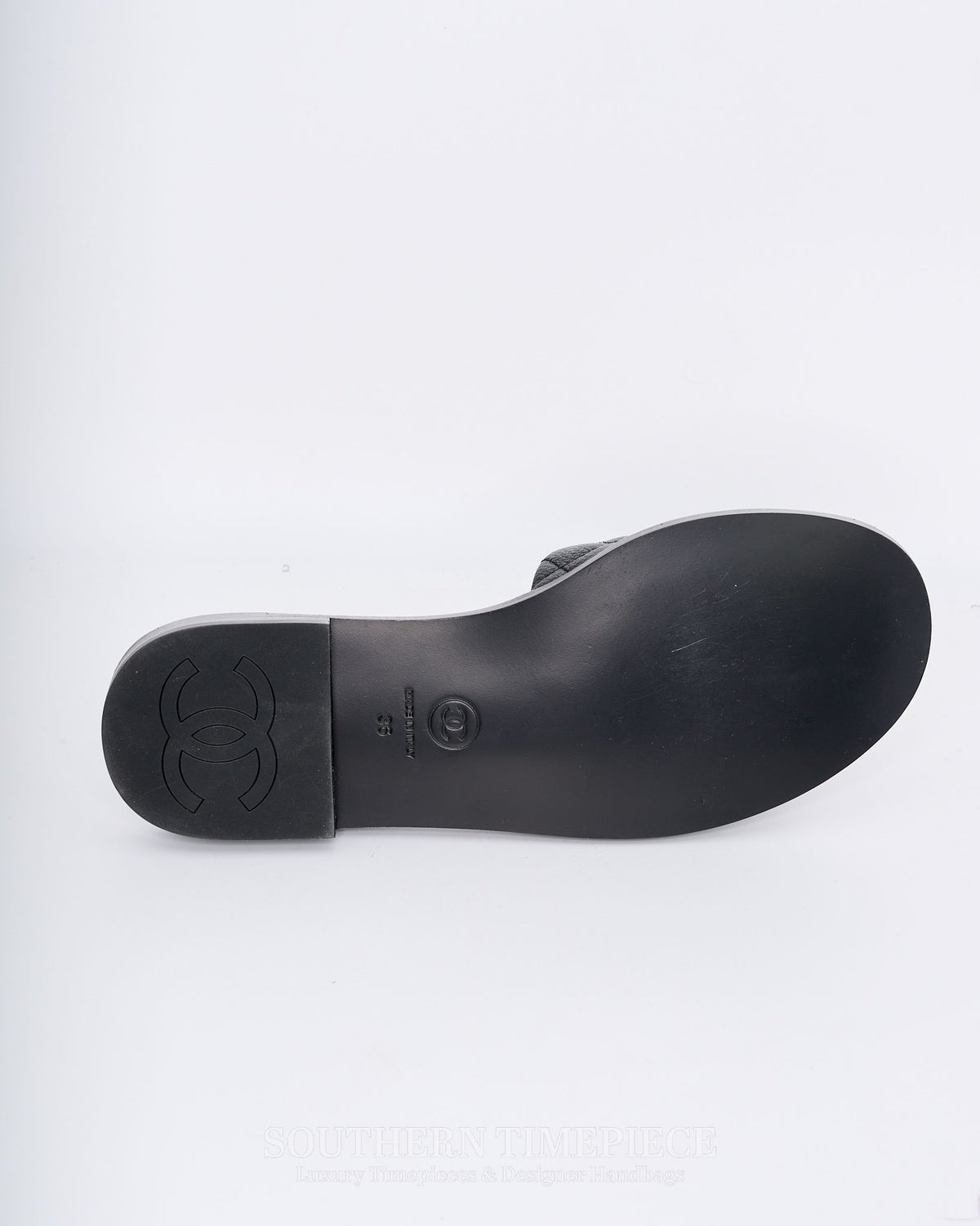 Chanel CC Logo Quilted Slides - Black Shiny Goatskin Leather (Size 36)