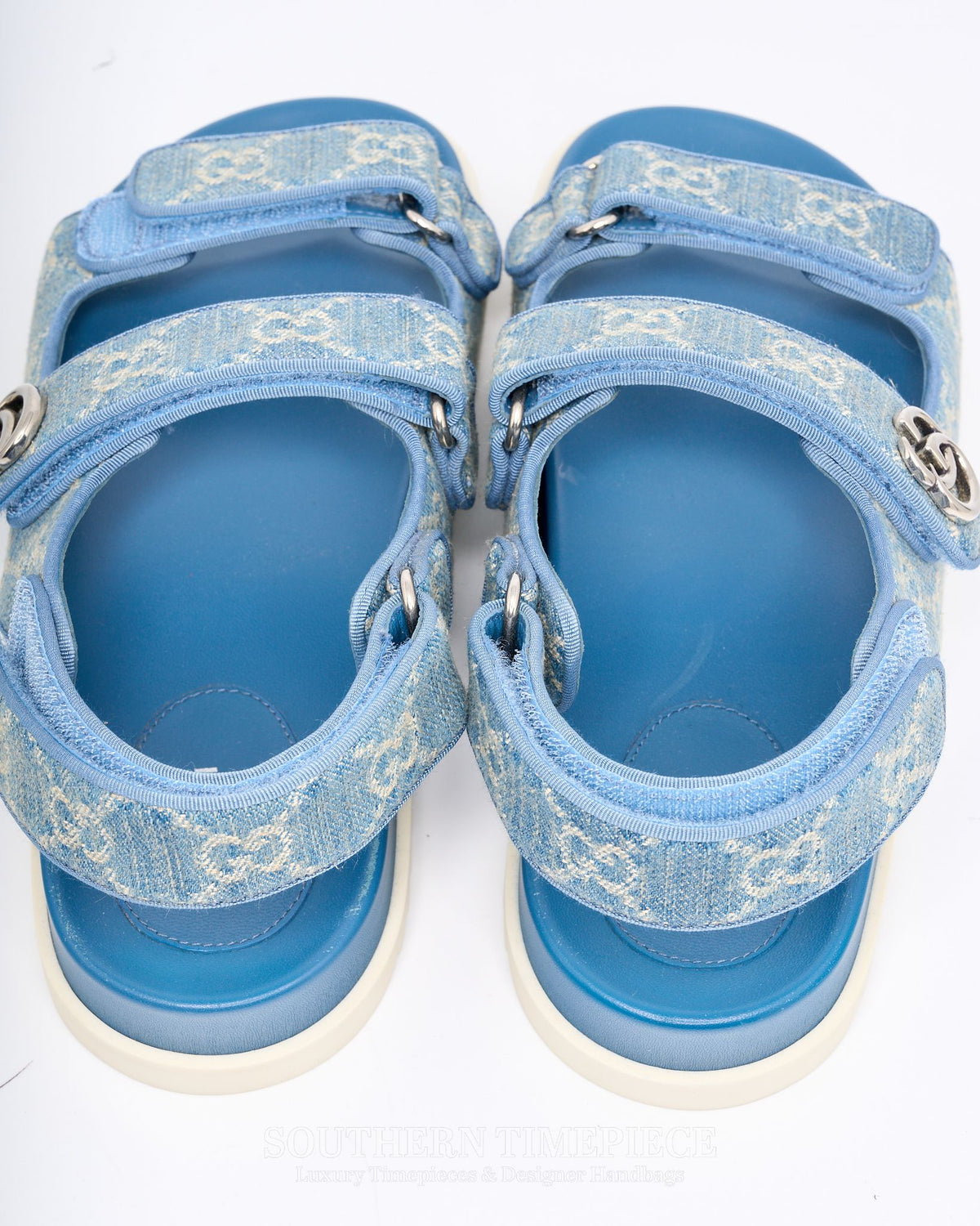 Gucci Moritz Slingback Sandals - Blue Denim