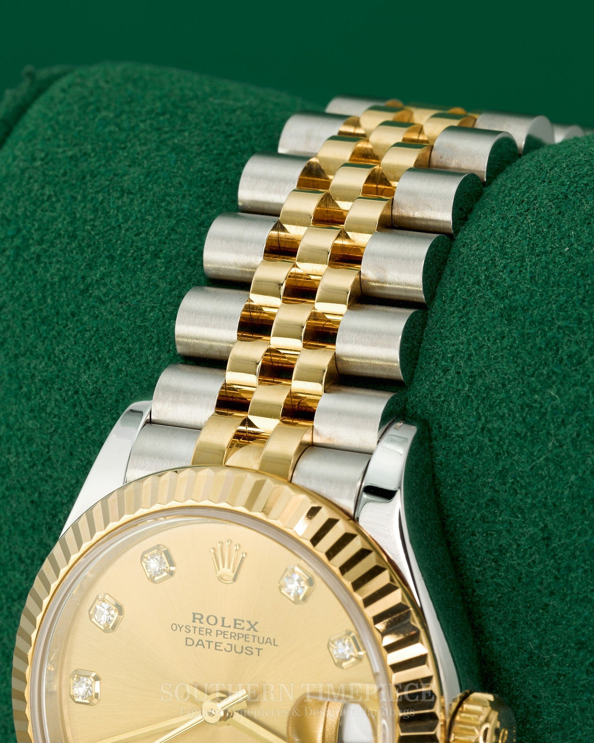 31mm Rolex Datejust with Factory Champagne Diamond Dial in 18kt Yellow Gold and Stainless on Jubilee (Ref: 278273)(Year: 2019+)(Box & Appraisal)